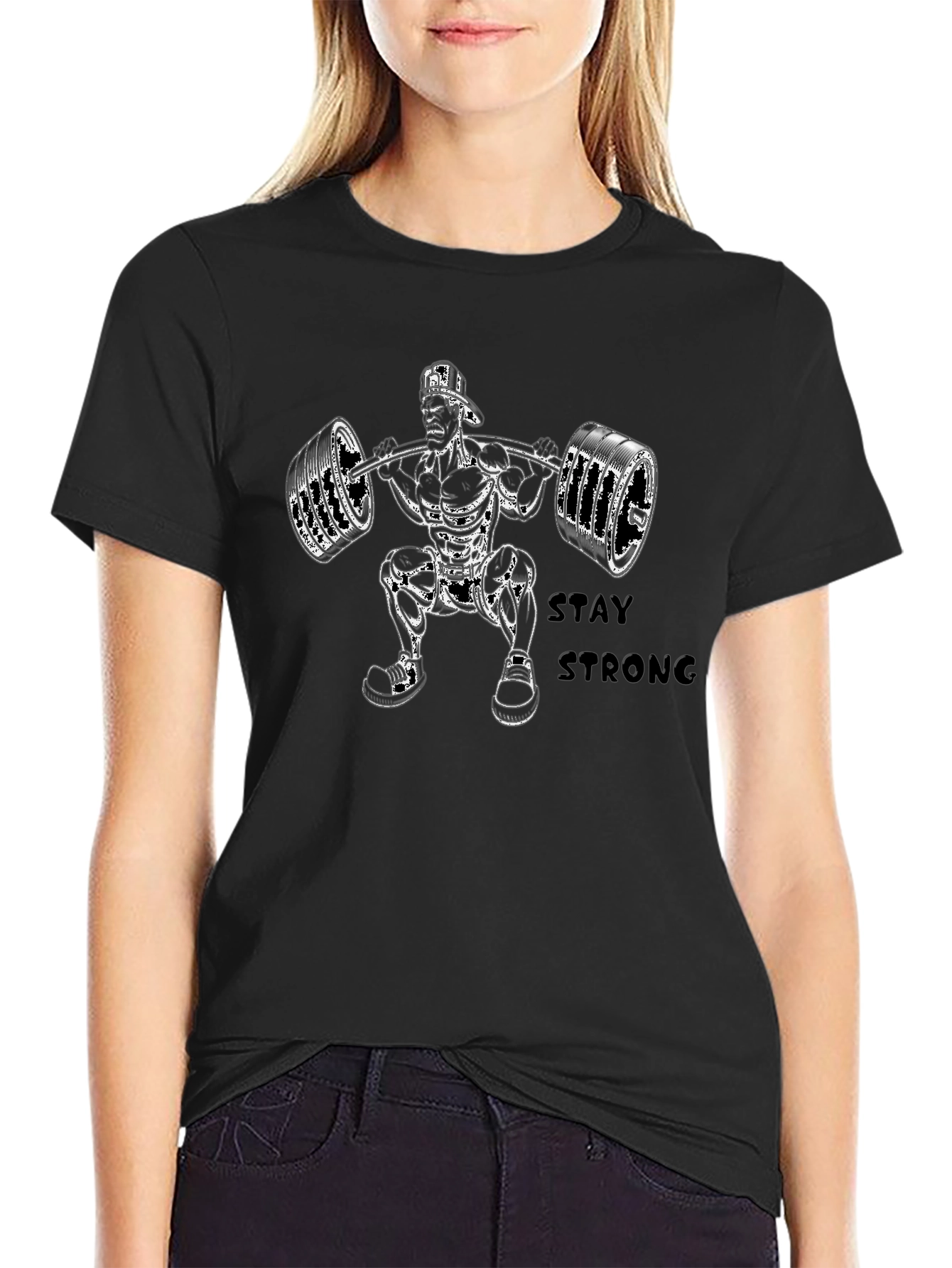 Stay Strong Black Graphic T-Shirt
