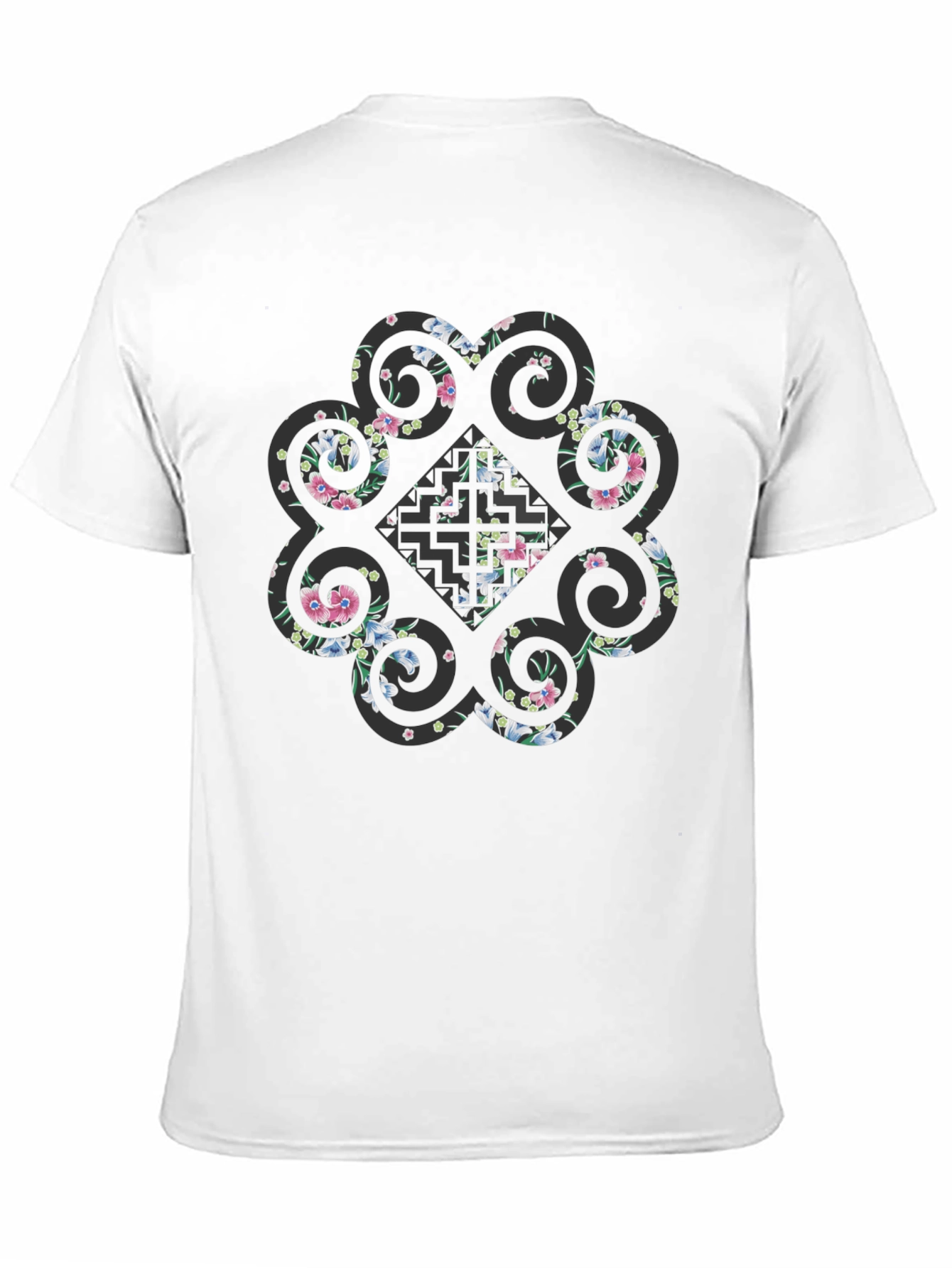 Floral Print Black Tee