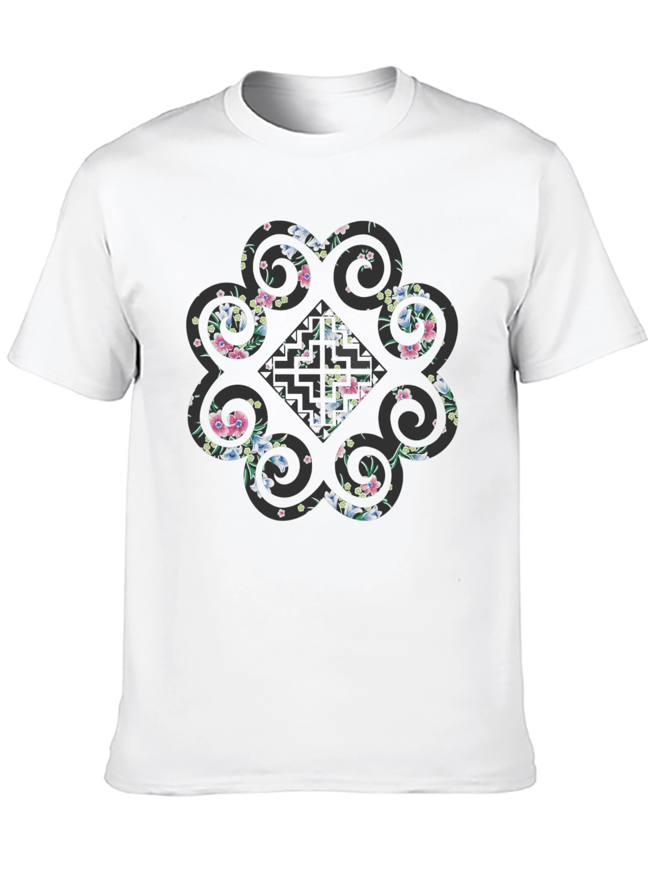 Floral Print Black Tee
