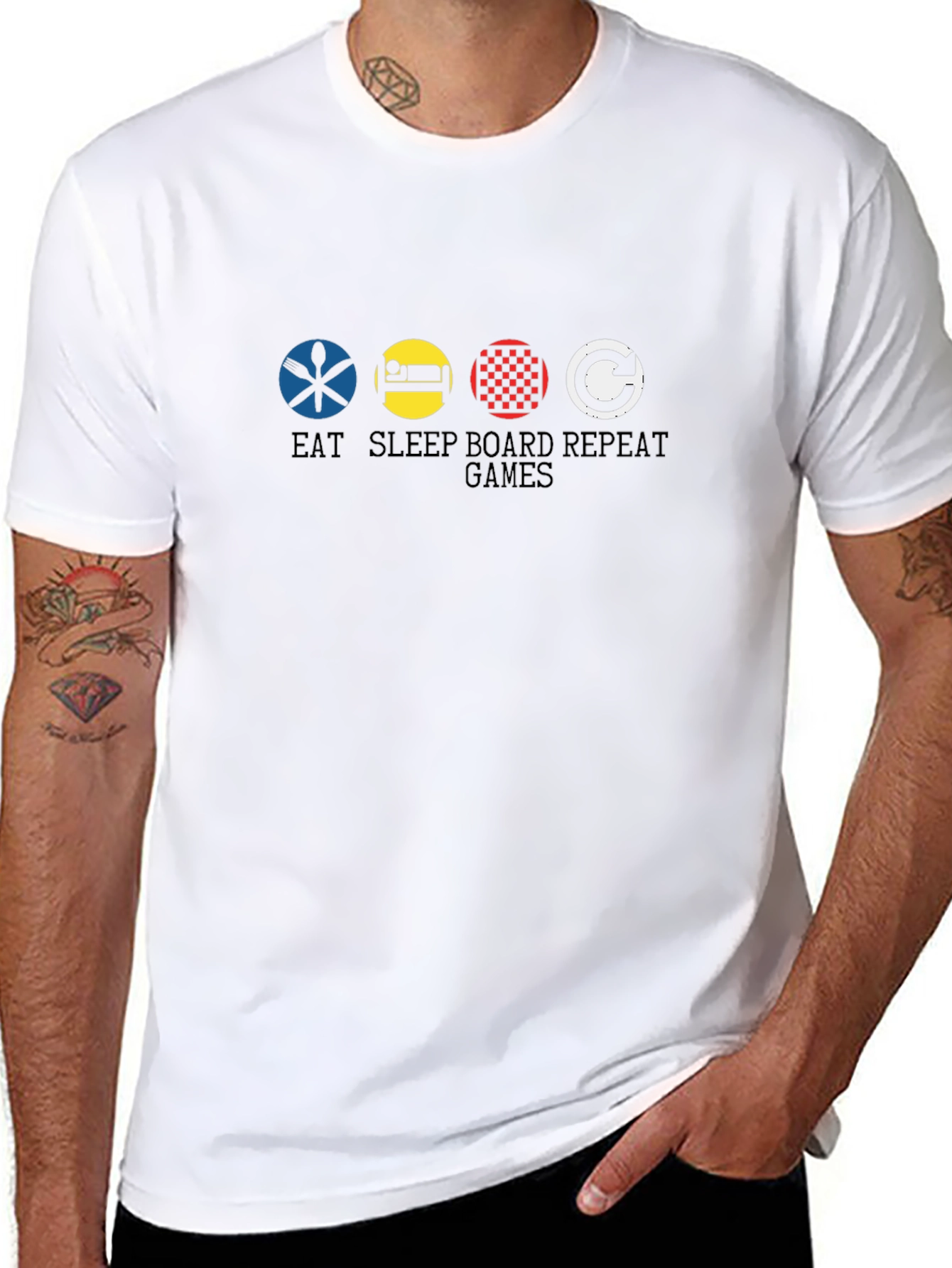 Eat Sleep Board Games Repeat Black T-Shirt