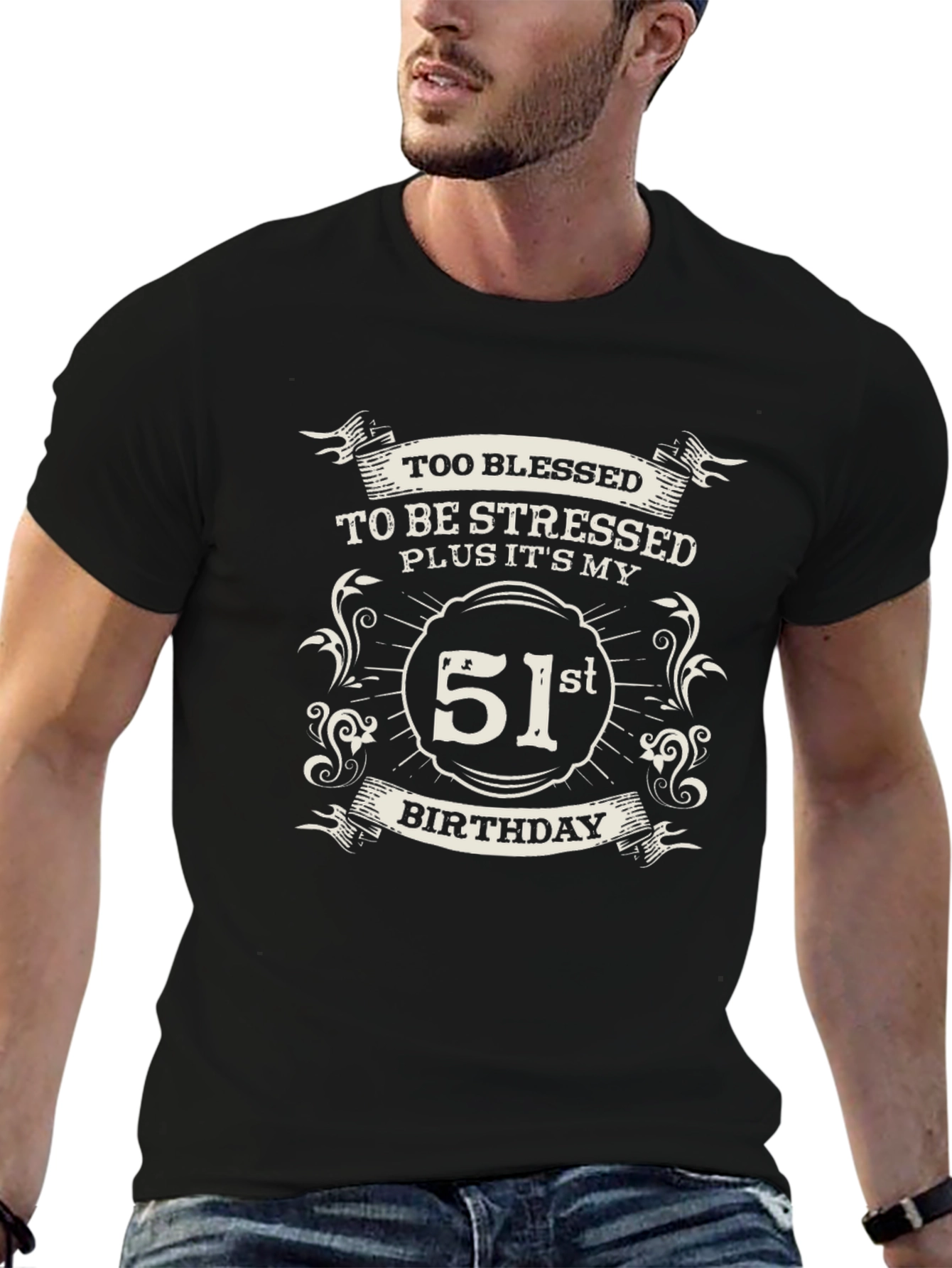 Too Blessed 51st Birthday Black T-Shirt