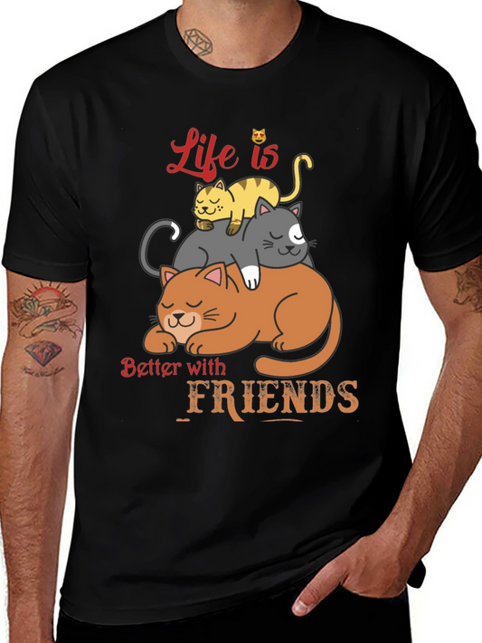 Life is Better With Friends Cat T-Shirt