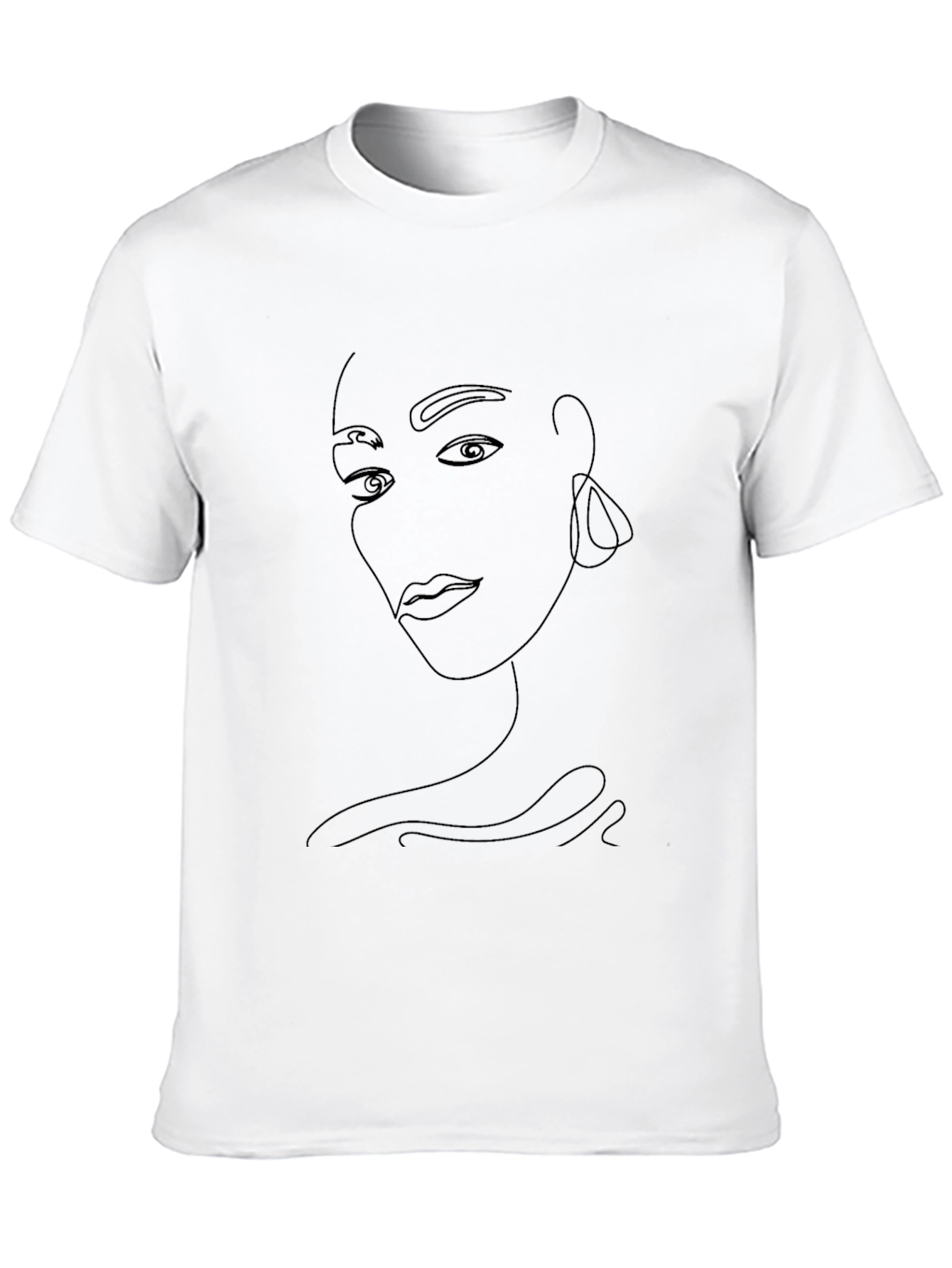 Minimalist Face Line Art Black T-Shirt