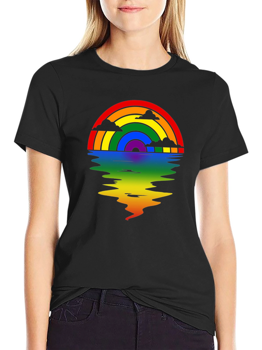 Rainbow Reflection Graphic Tee - Black