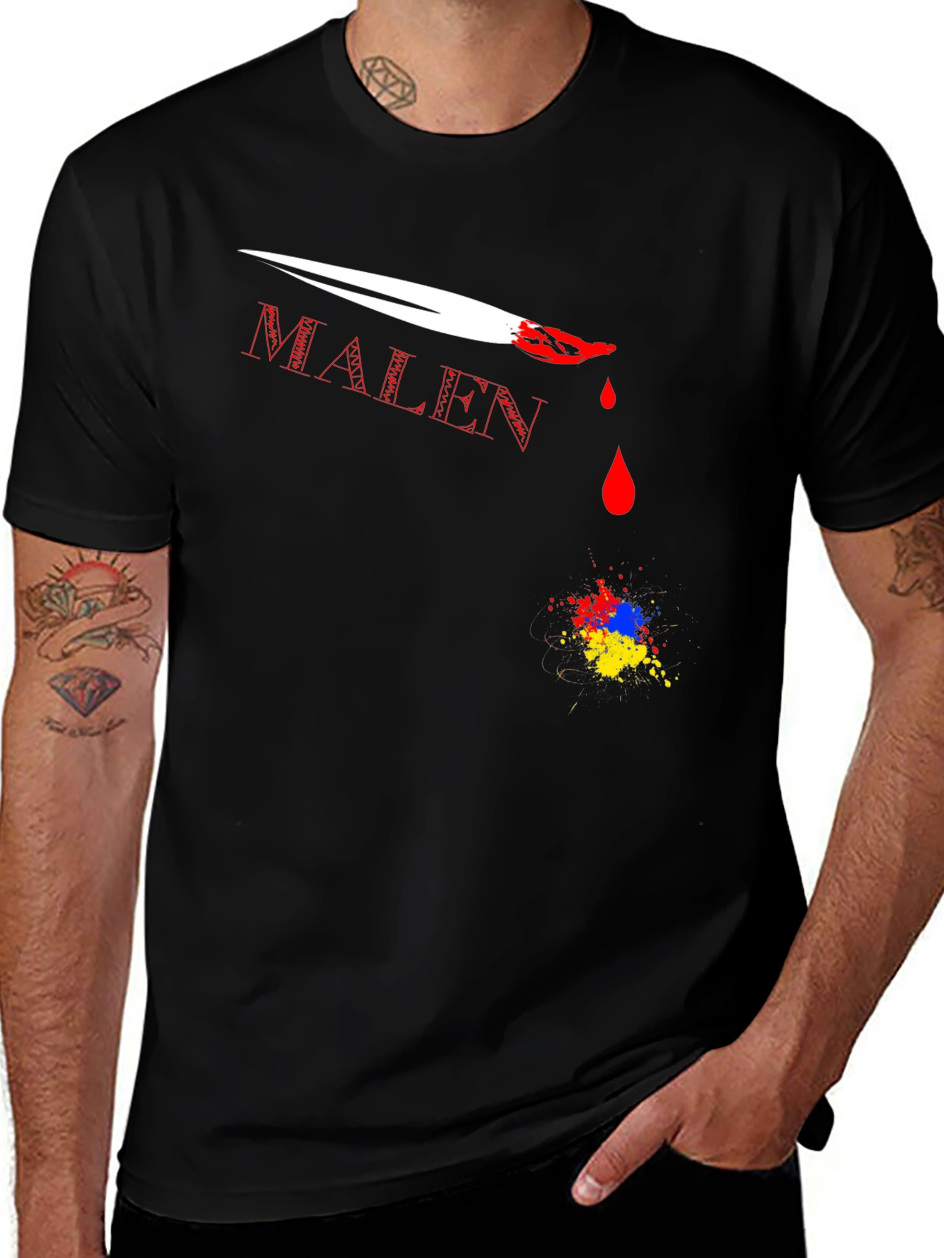 MALEN T-Shirt with Paint Brush Design