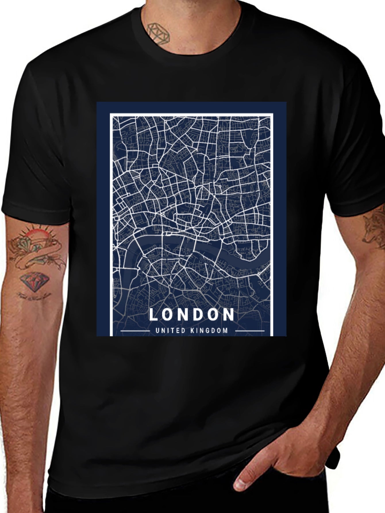 London Map Graphic T-Shirt - Black
