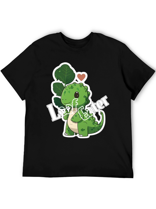 Leaf Eater Dinosaur Black Graphic Tee