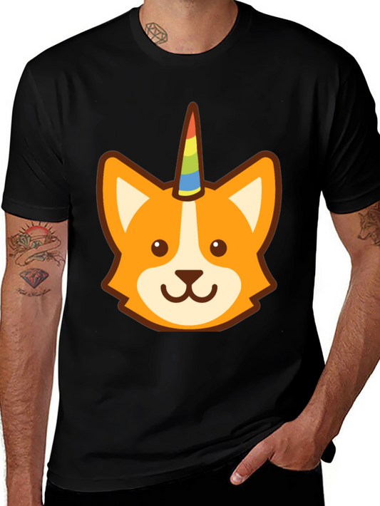 Corgi Unicorn Black T-Shirt Graphic Tee