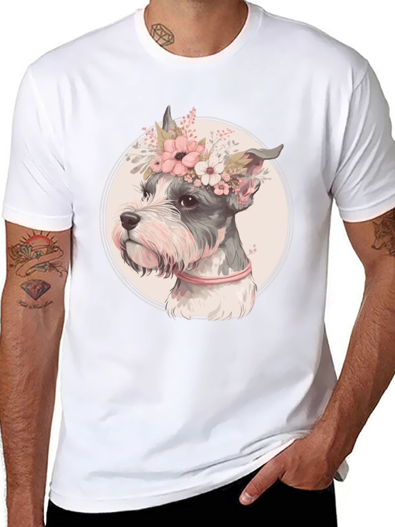 Dog with Flower Crown Graphic Tee