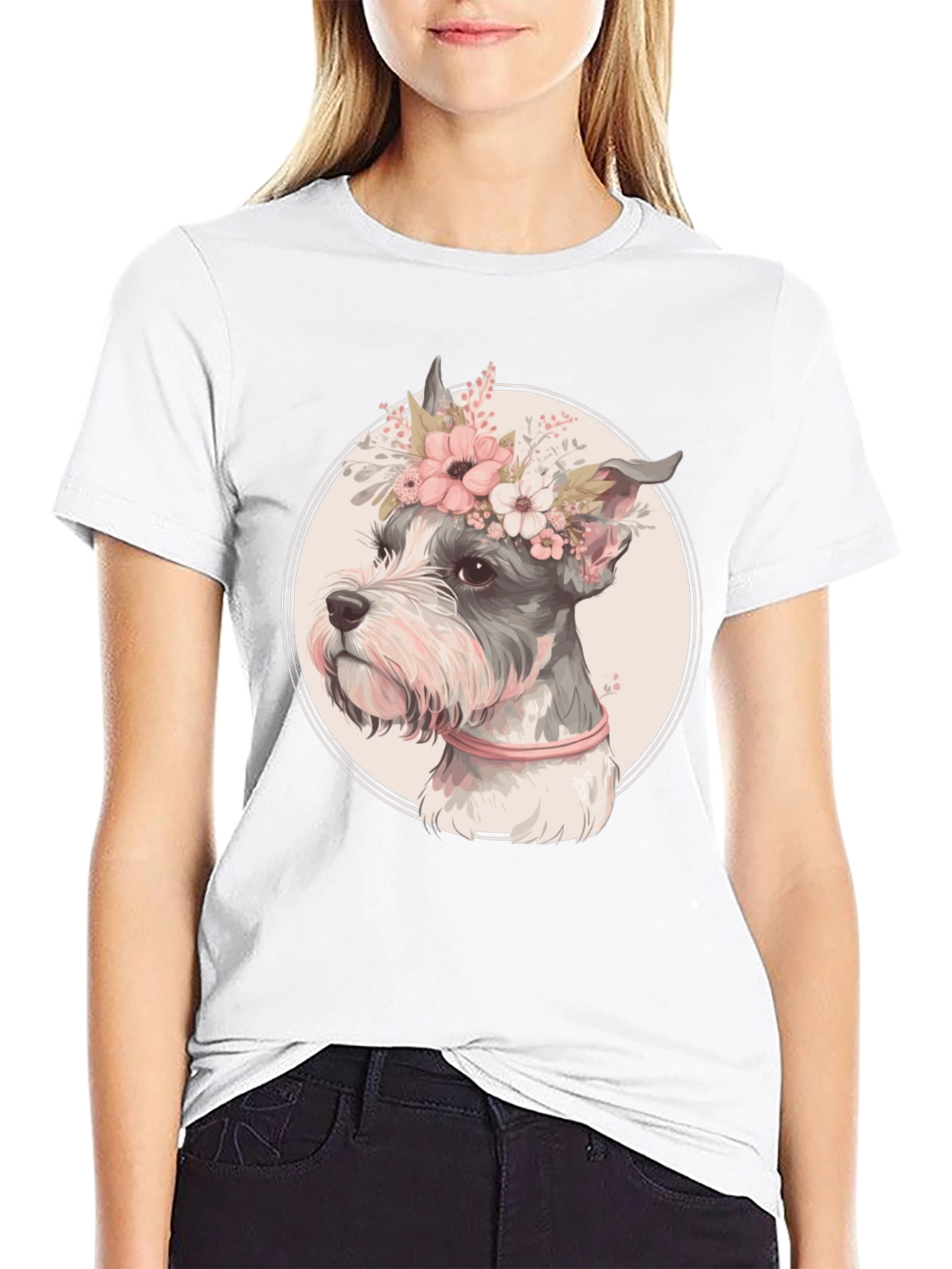 Dog with Flower Crown Graphic Tee