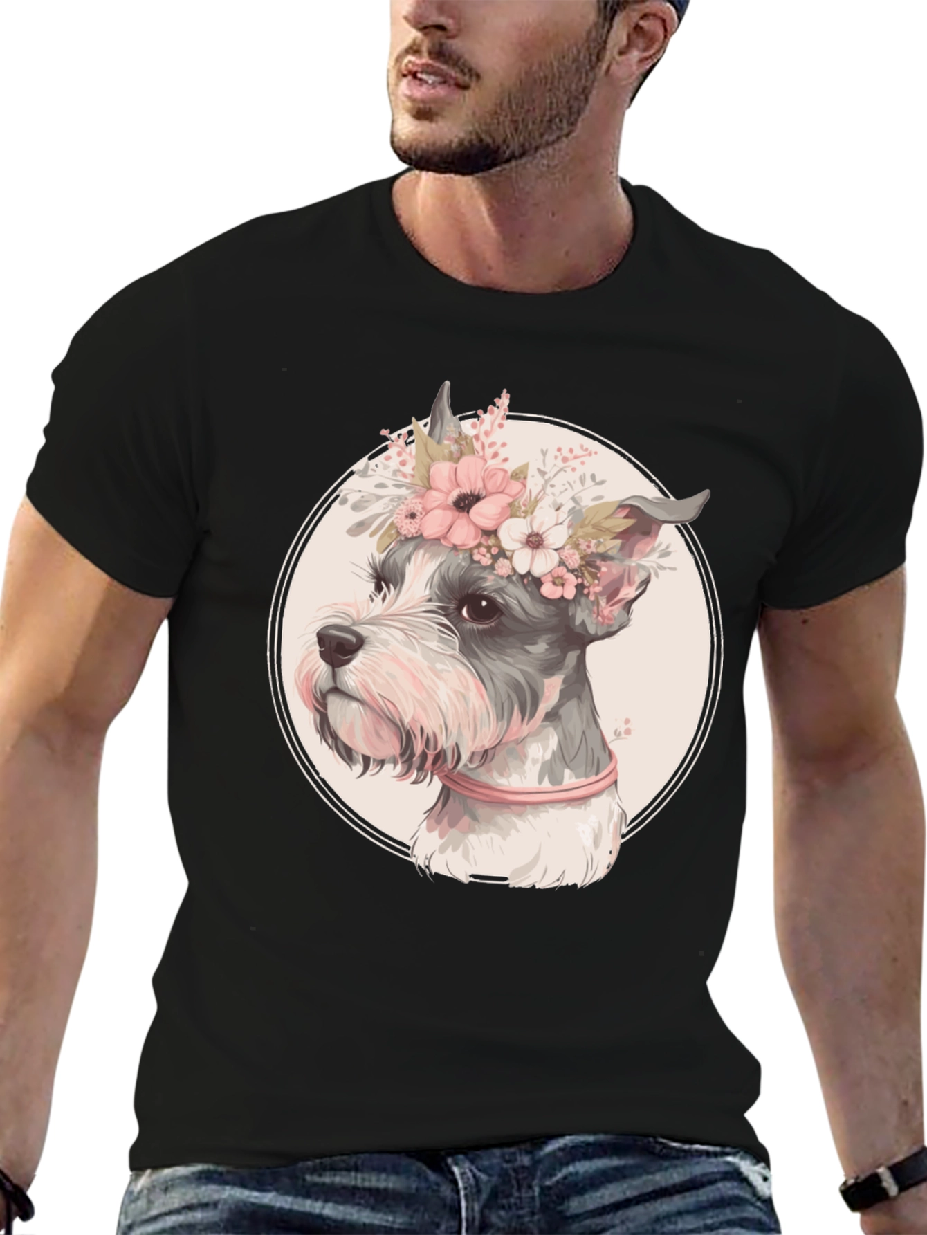 Dog with Flower Crown Graphic Tee