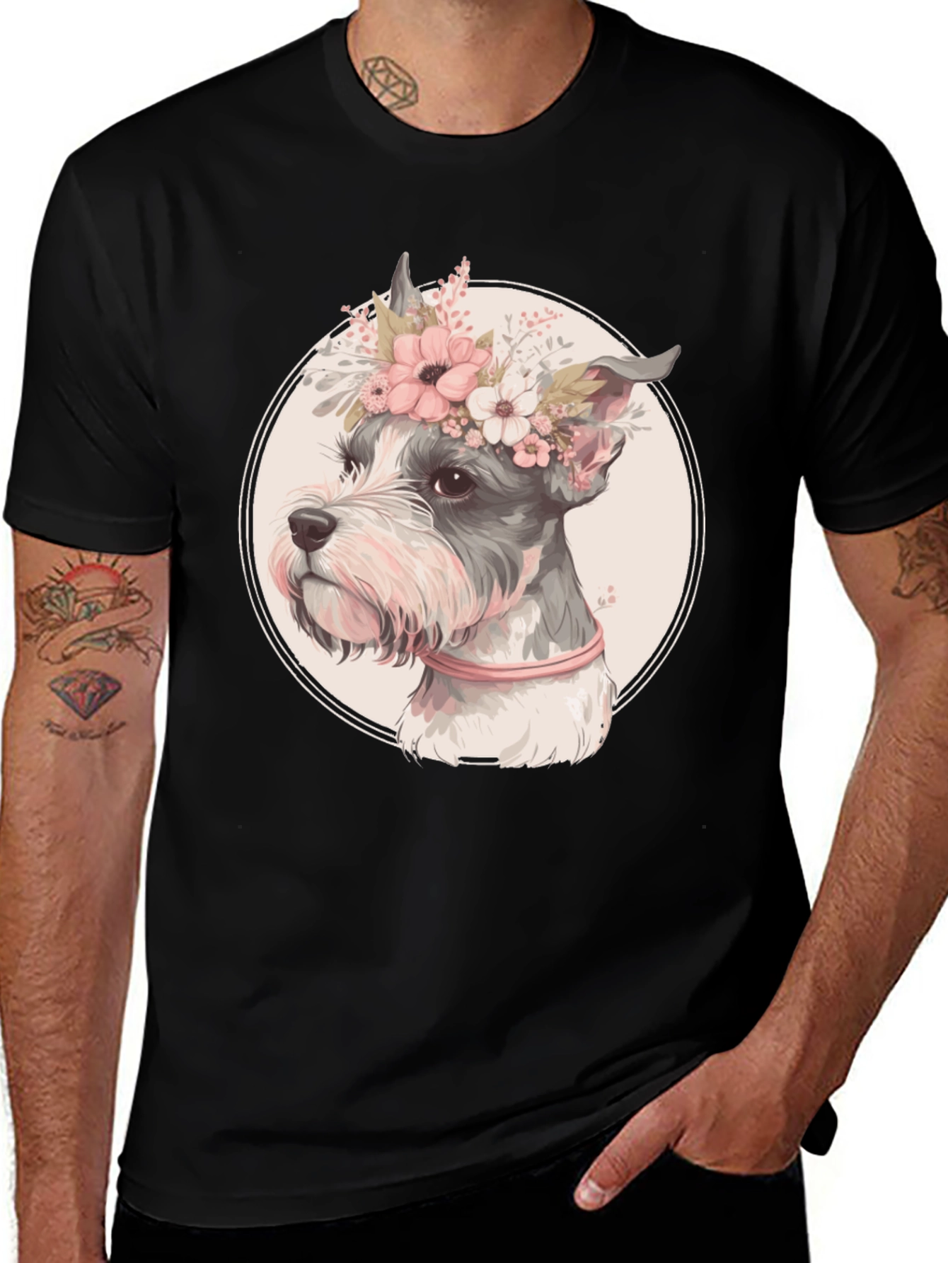 Dog with Flower Crown Graphic Tee
