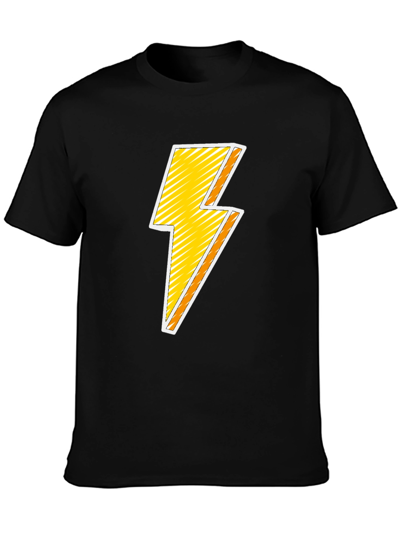 Lightning Bolt Graphic T-Shirt - Black Cotton Blend