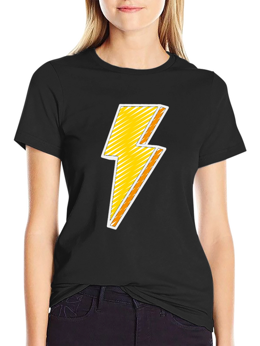 Lightning Bolt Graphic T-Shirt - Black Cotton Blend