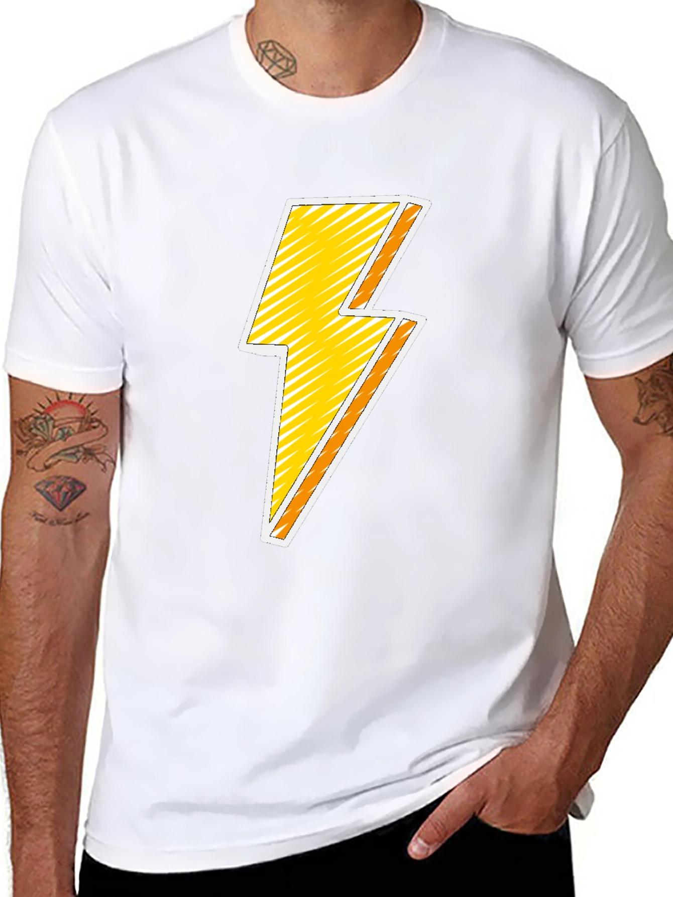 Lightning Bolt Graphic T-Shirt - Black Cotton Blend
