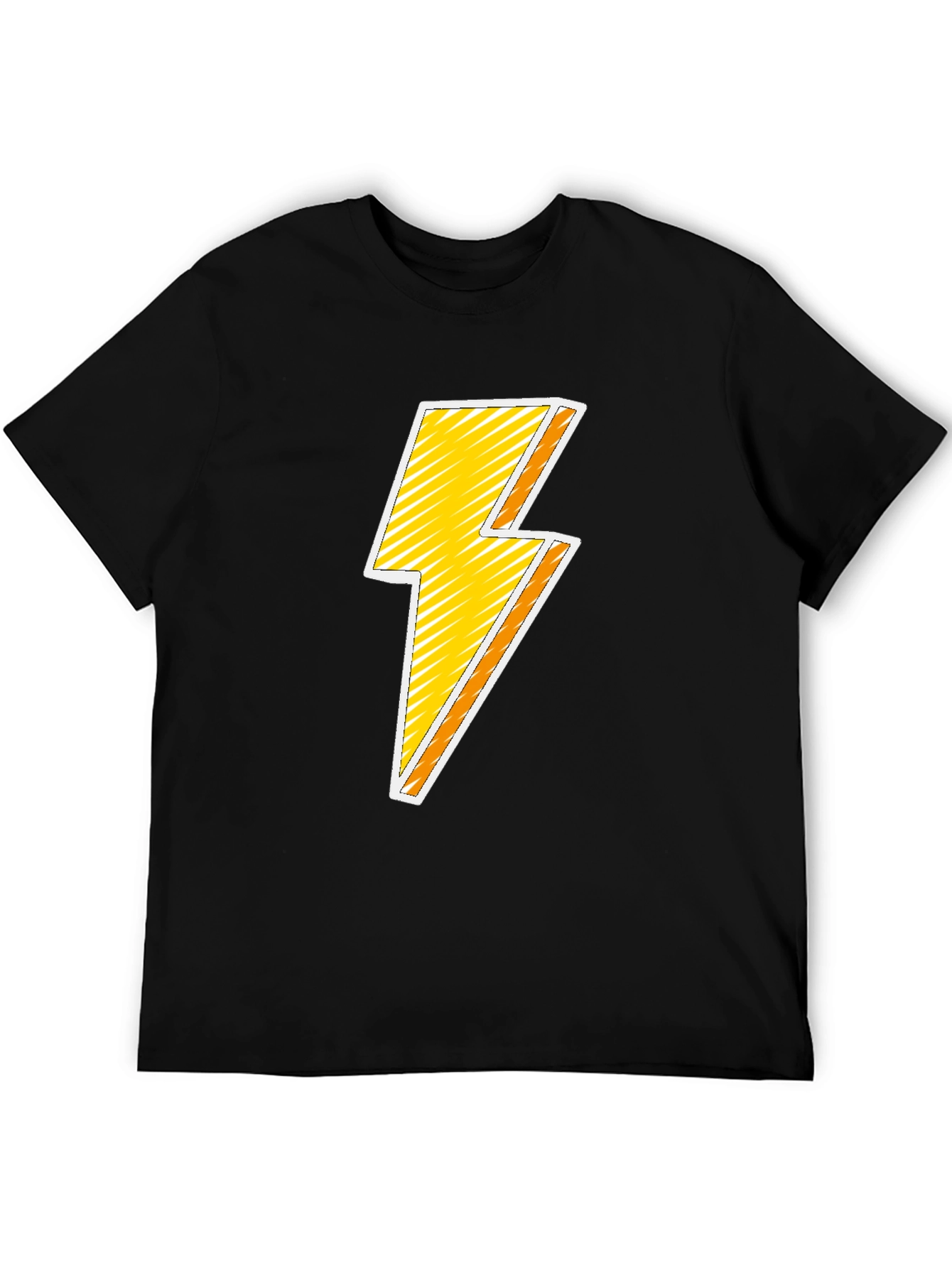 Lightning Bolt Graphic T-Shirt - Black Cotton Blend