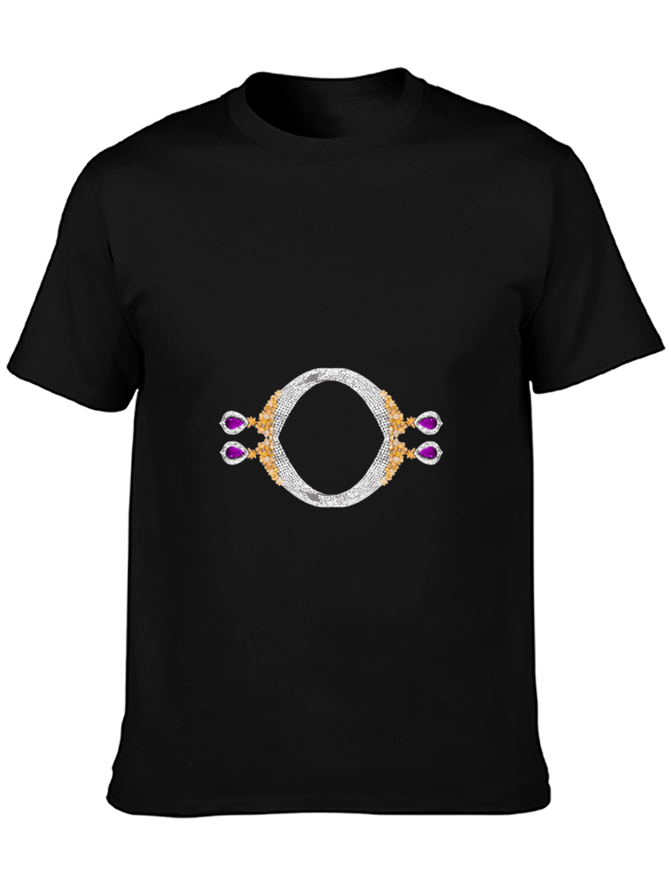Black T-Shirt with Jewel Design