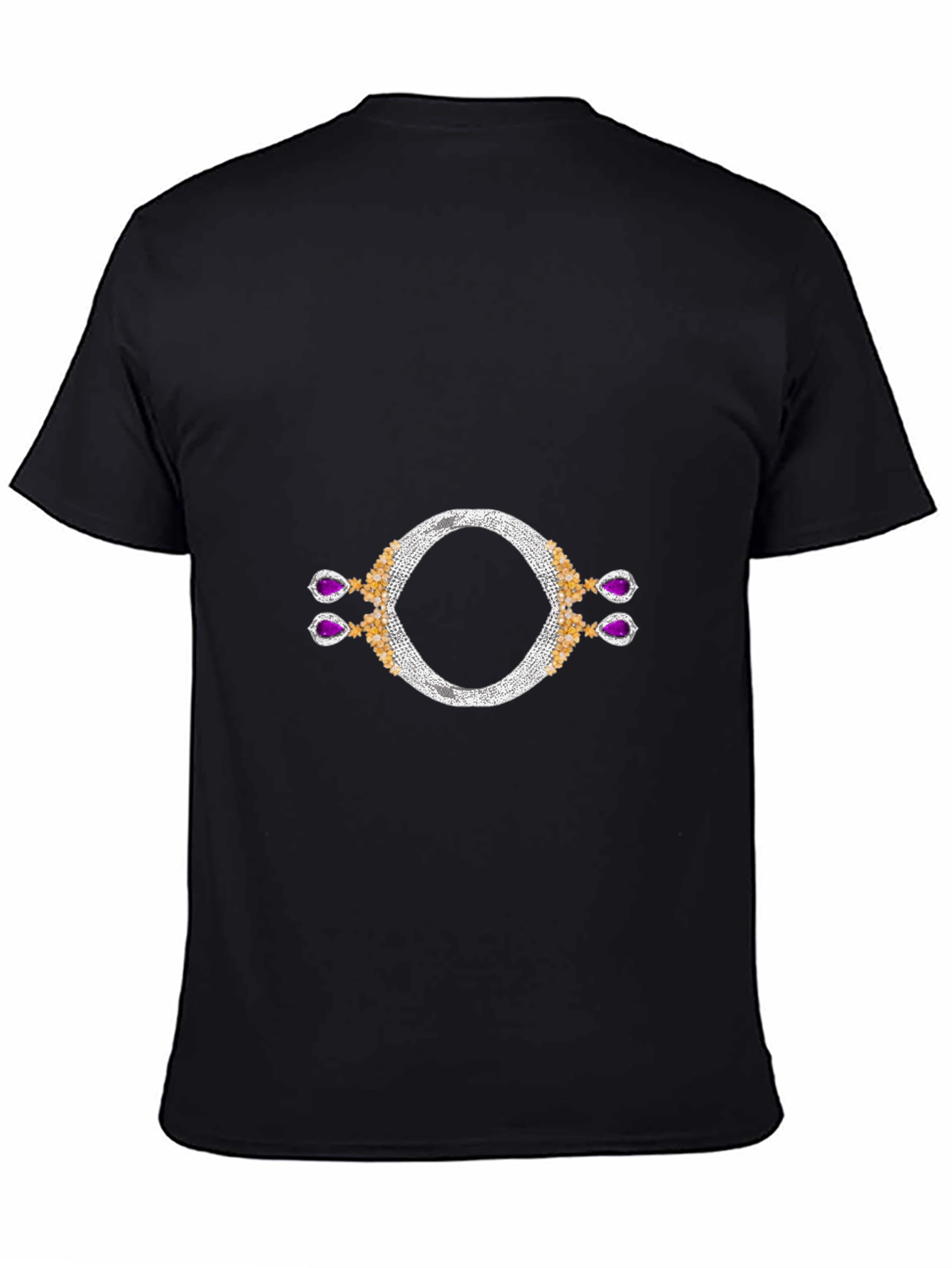 Black T-Shirt with Jewel Design
