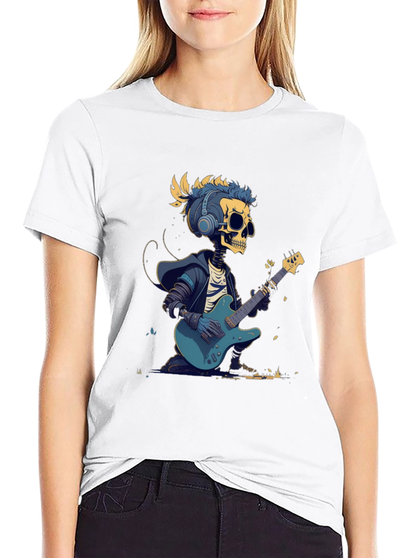 Skeleton Guitarist Graphic Tee - Rock Style T-Shirt