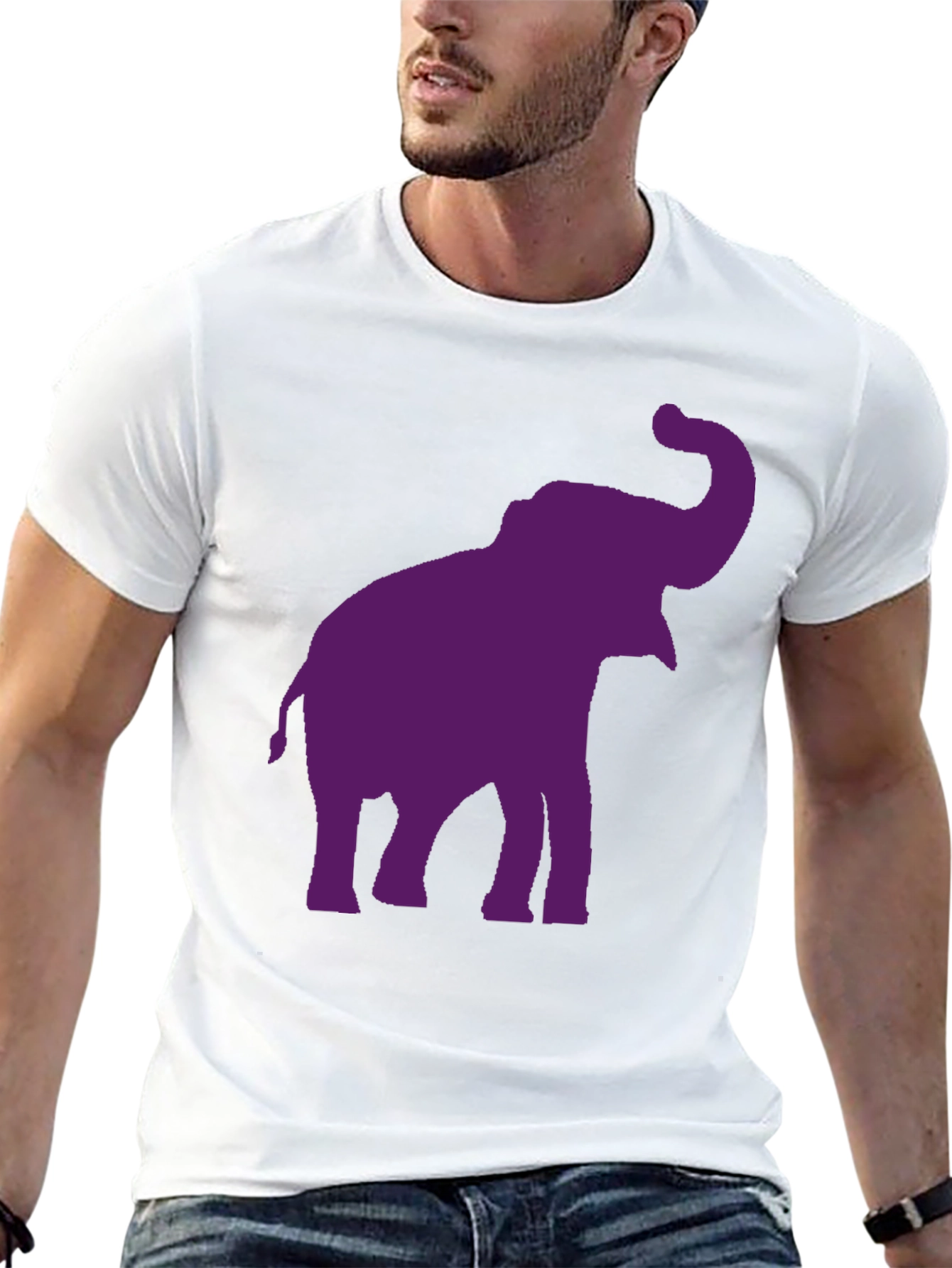 Elephant Graphic Tee - Black Cotton Casual Shirt