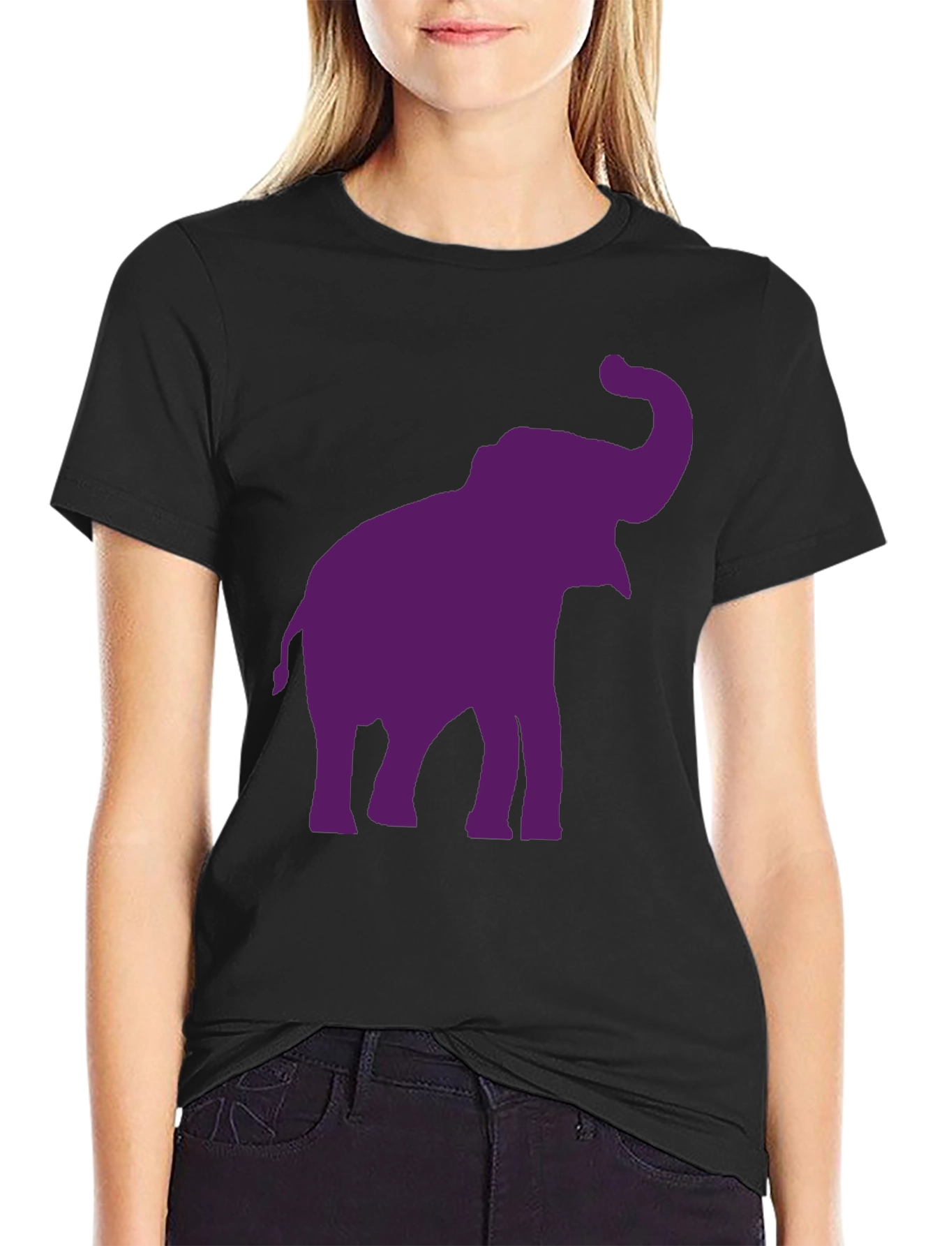 Elephant Graphic Tee - Black Cotton Casual Shirt