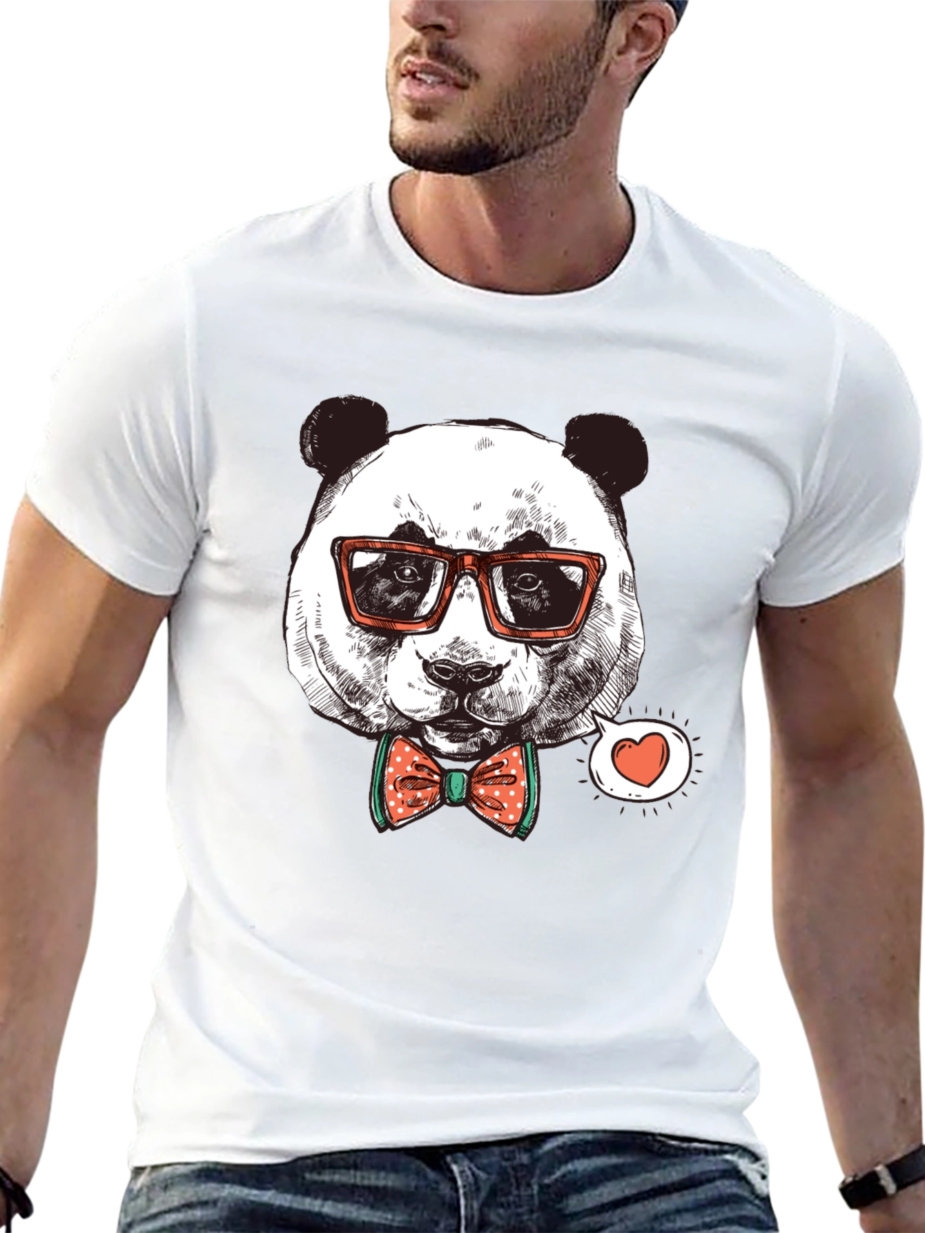 Panda with Glasses Graphic Tee - Stylish Black Shirt