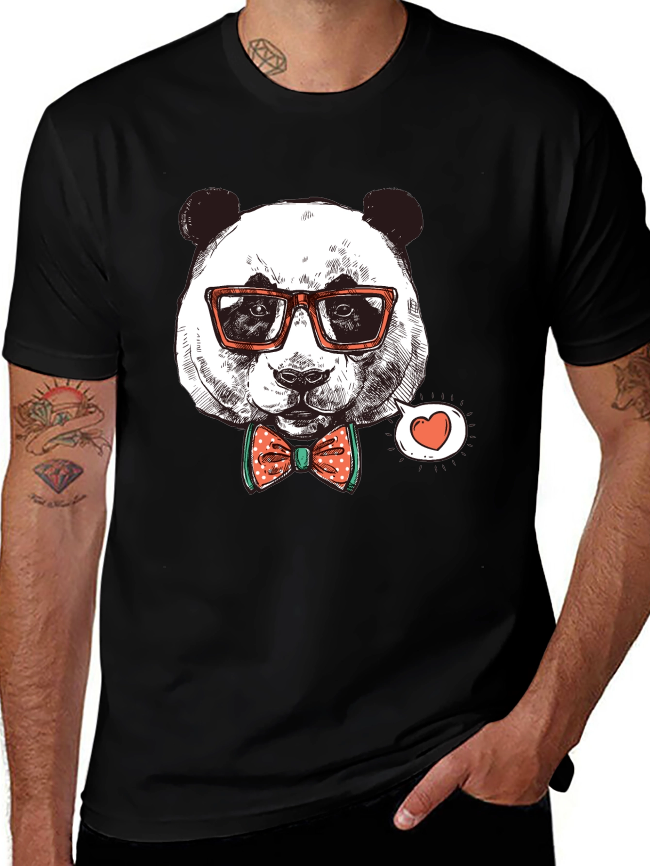 Panda with Glasses Graphic Tee - Stylish Black Shirt