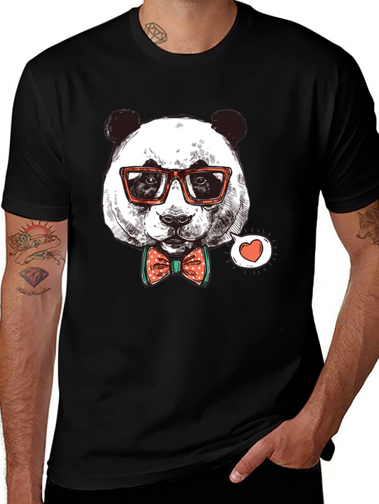 Panda with Glasses Graphic Tee - Stylish Black Shirt