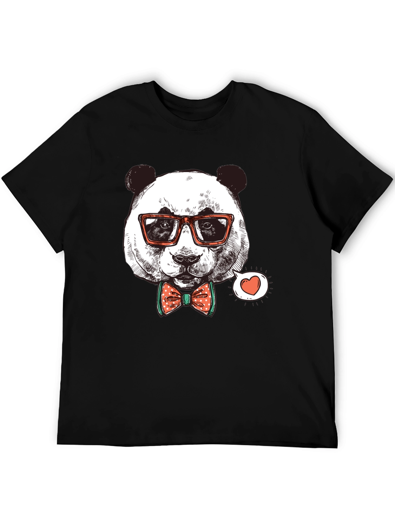 Panda with Glasses Graphic Tee - Stylish Black Shirt