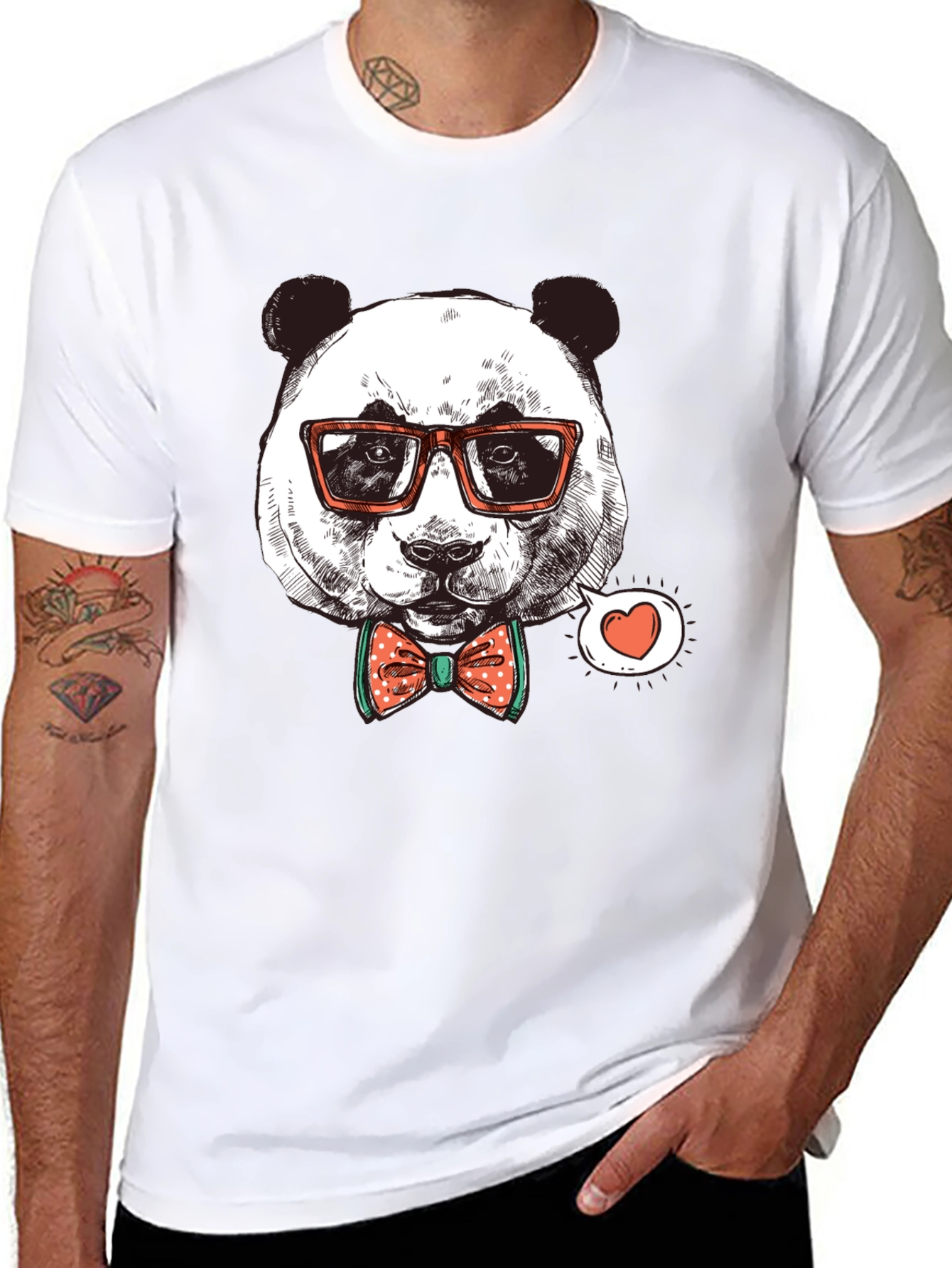 Panda with Glasses Graphic Tee - Stylish Black Shirt