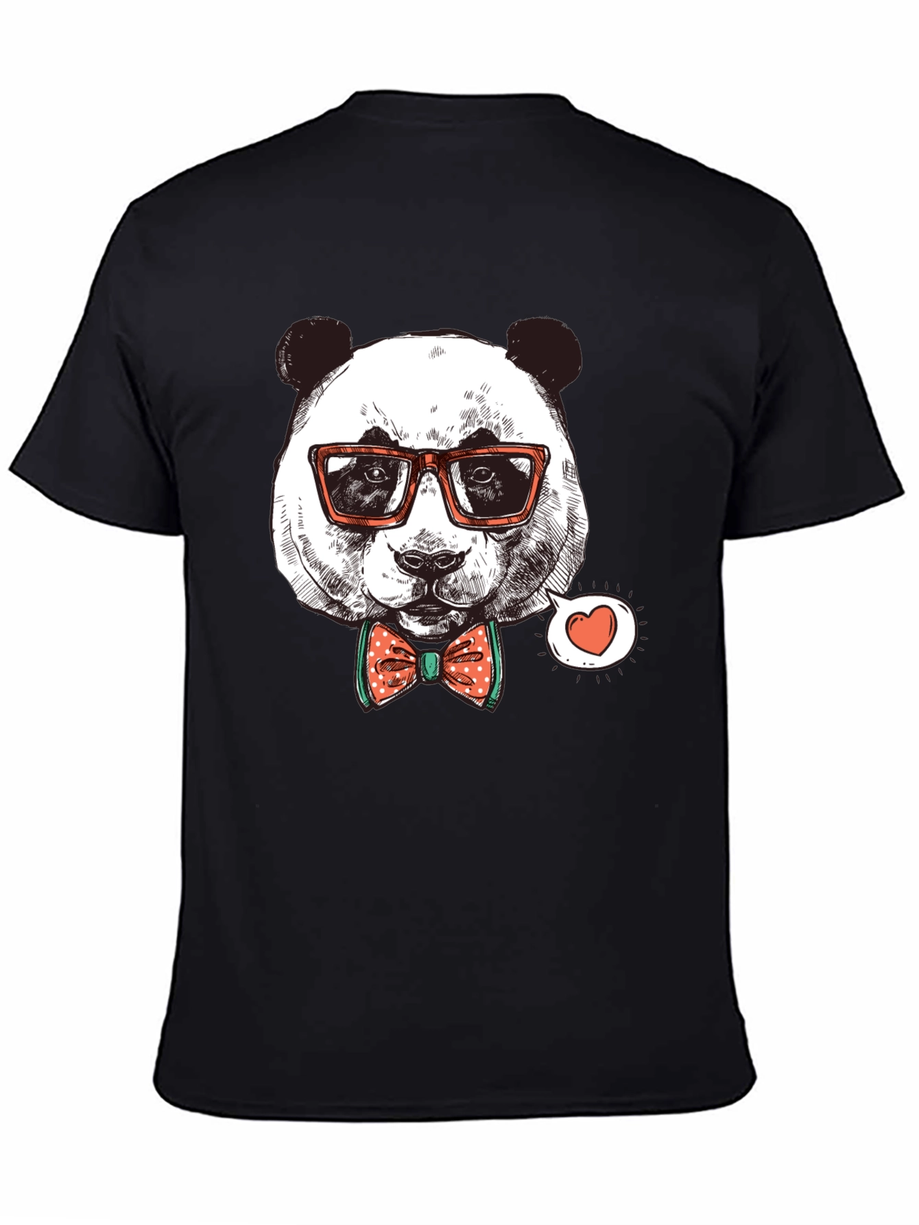 Panda with Glasses Graphic Tee - Stylish Black Shirt