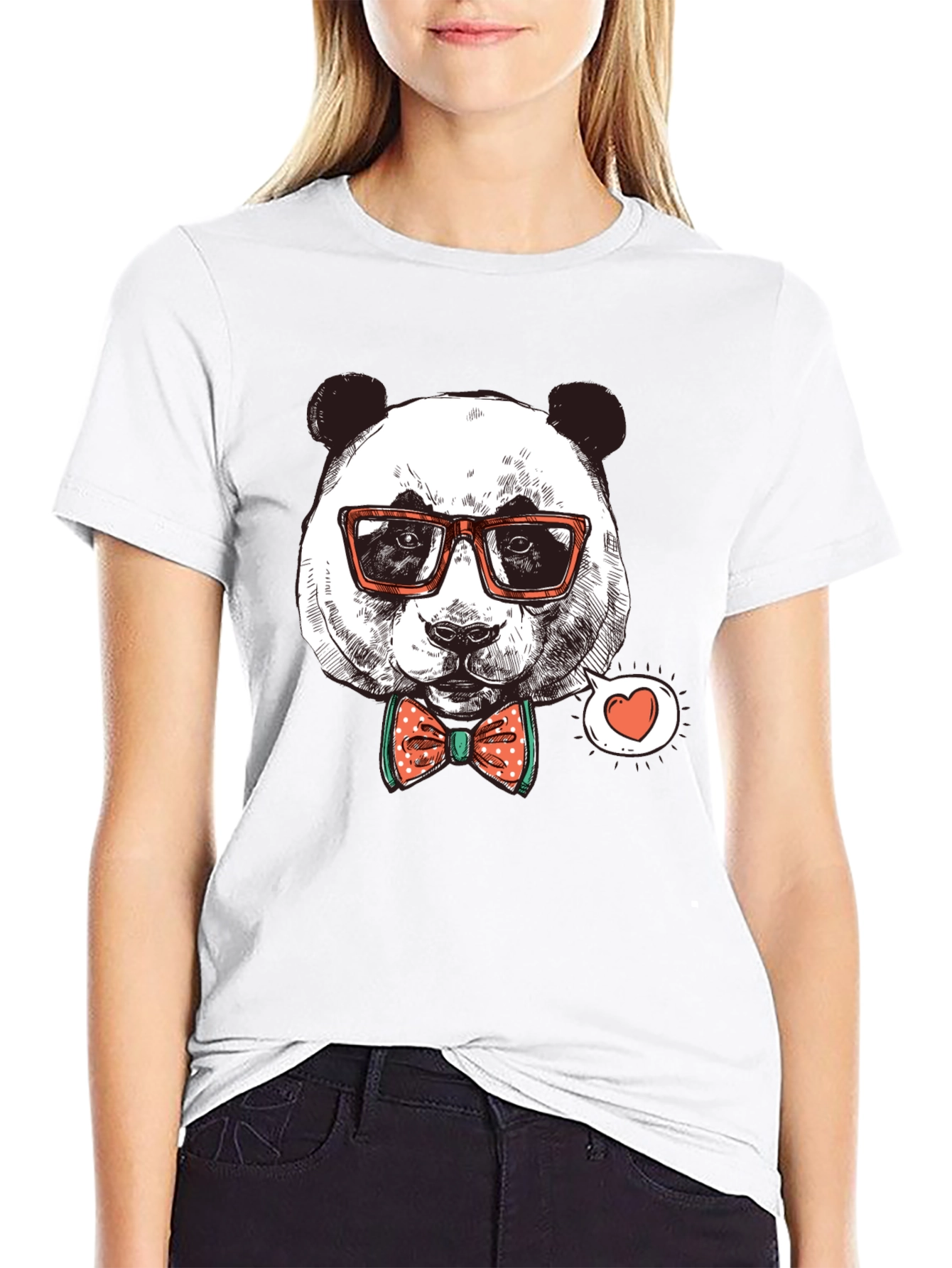 Panda with Glasses Graphic Tee - Stylish Black Shirt