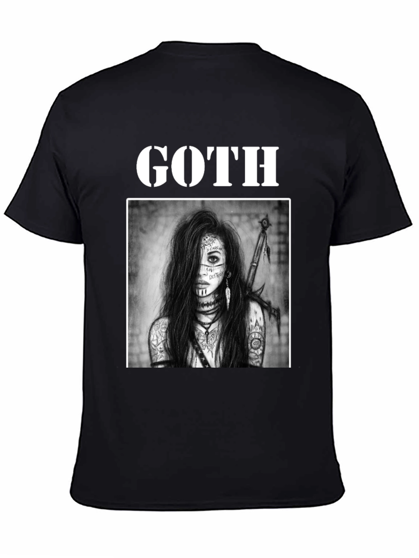 Goth Warrior Woman Black T-Shirt