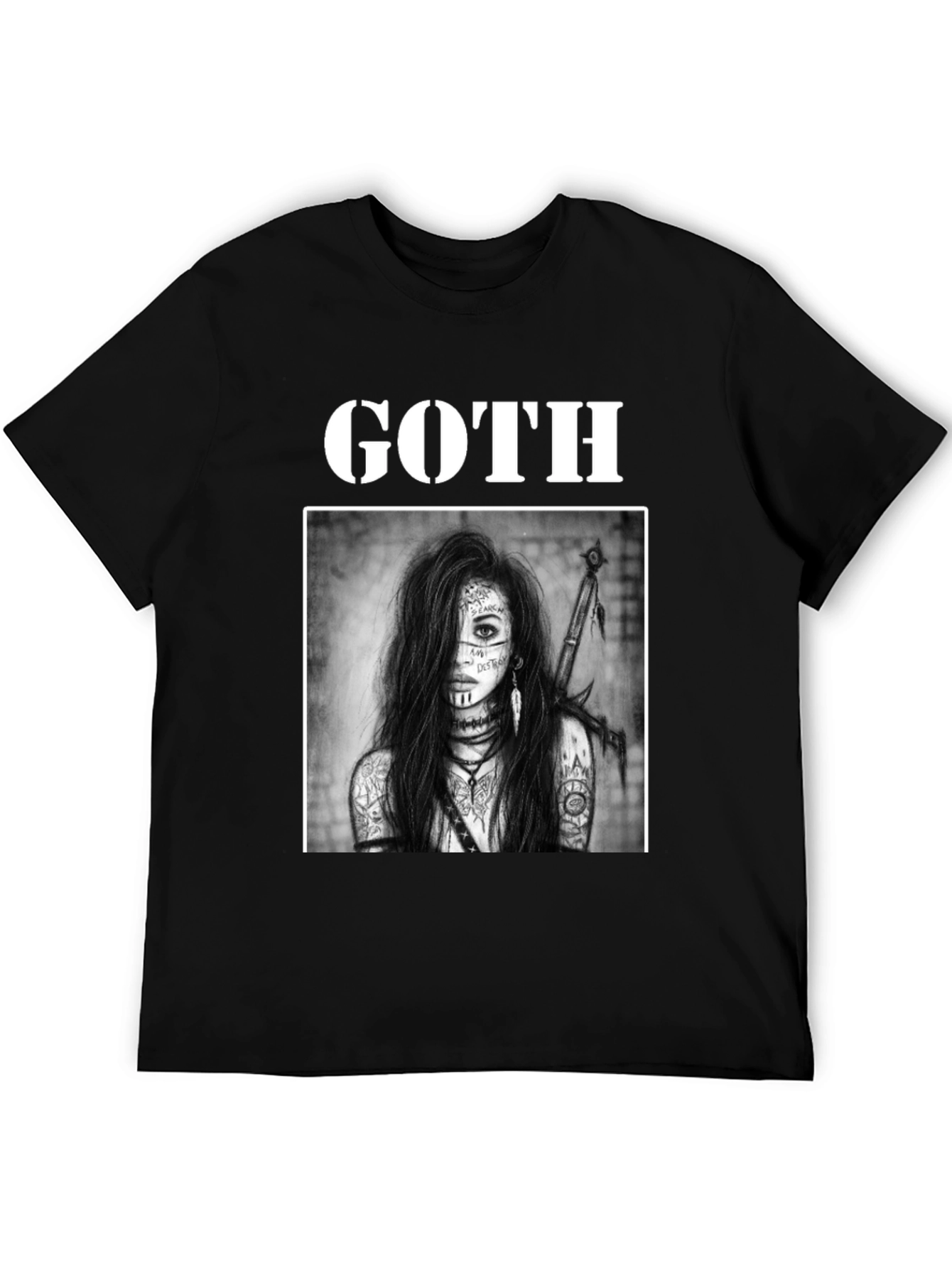 Goth Warrior Woman Black T-Shirt