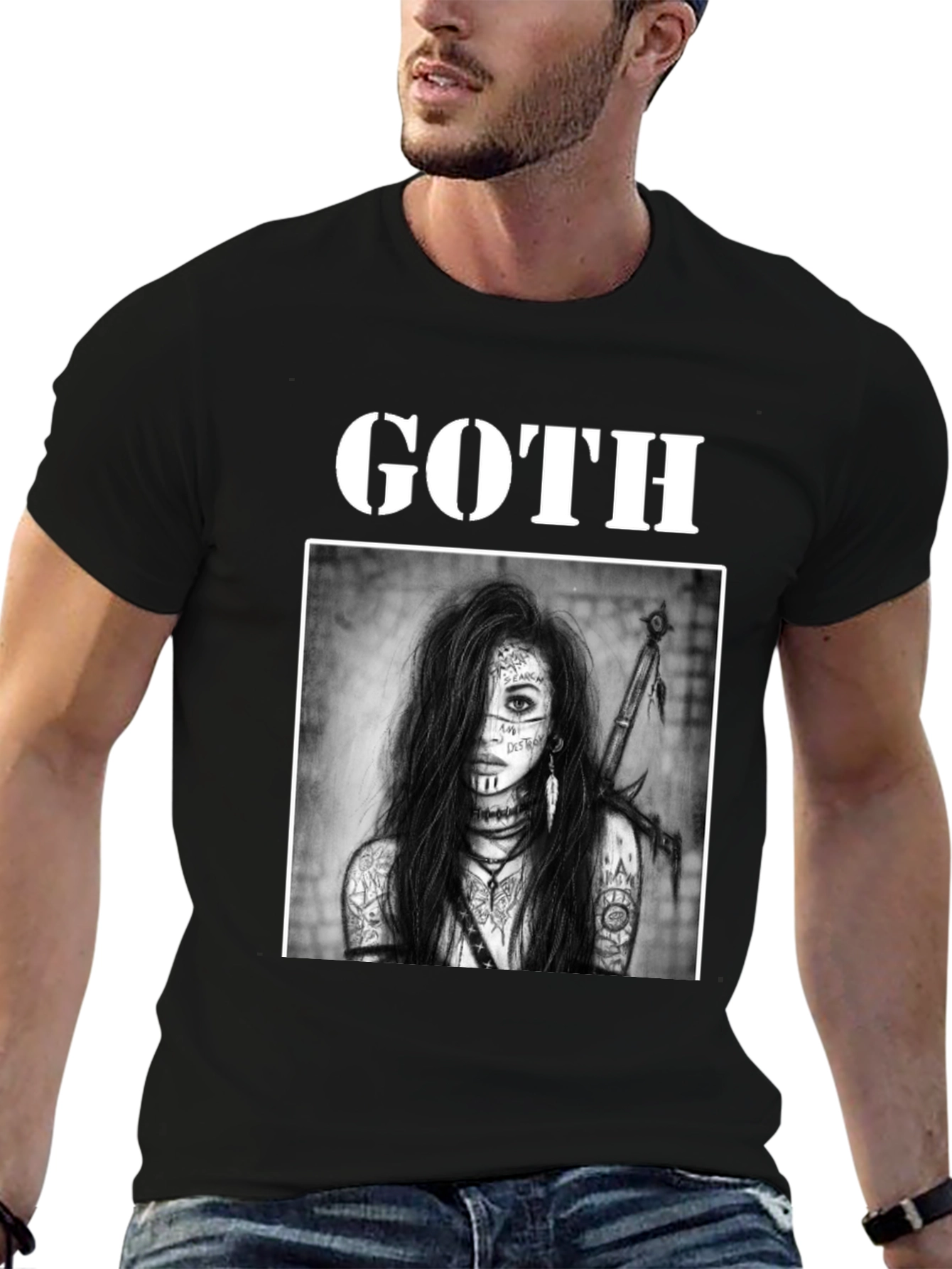 Goth Warrior Woman Black T-Shirt