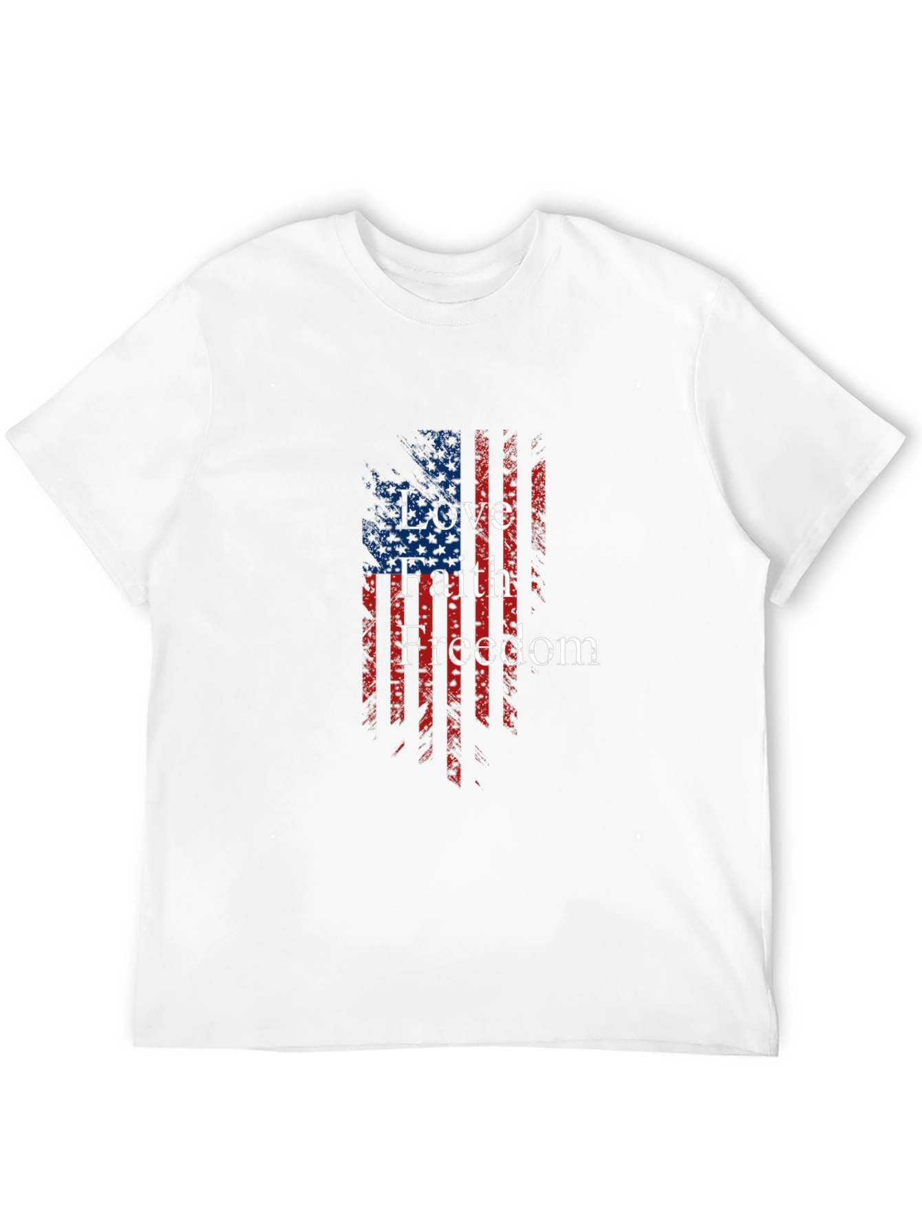 Patriotic Love Faith Freedom USA Flag Graphic T-Shirt