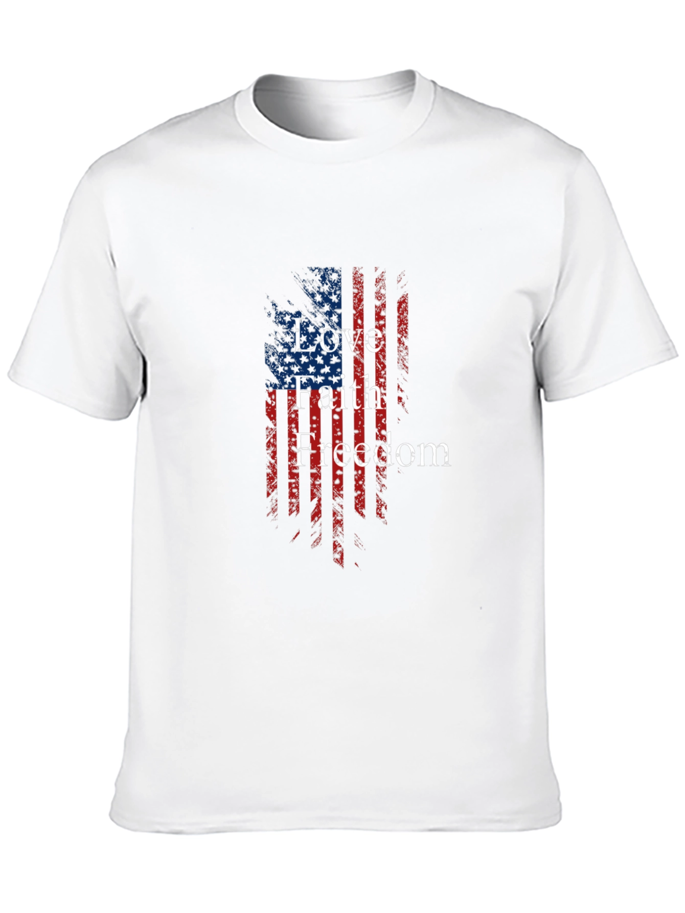 Patriotic Love Faith Freedom USA Flag Graphic T-Shirt
