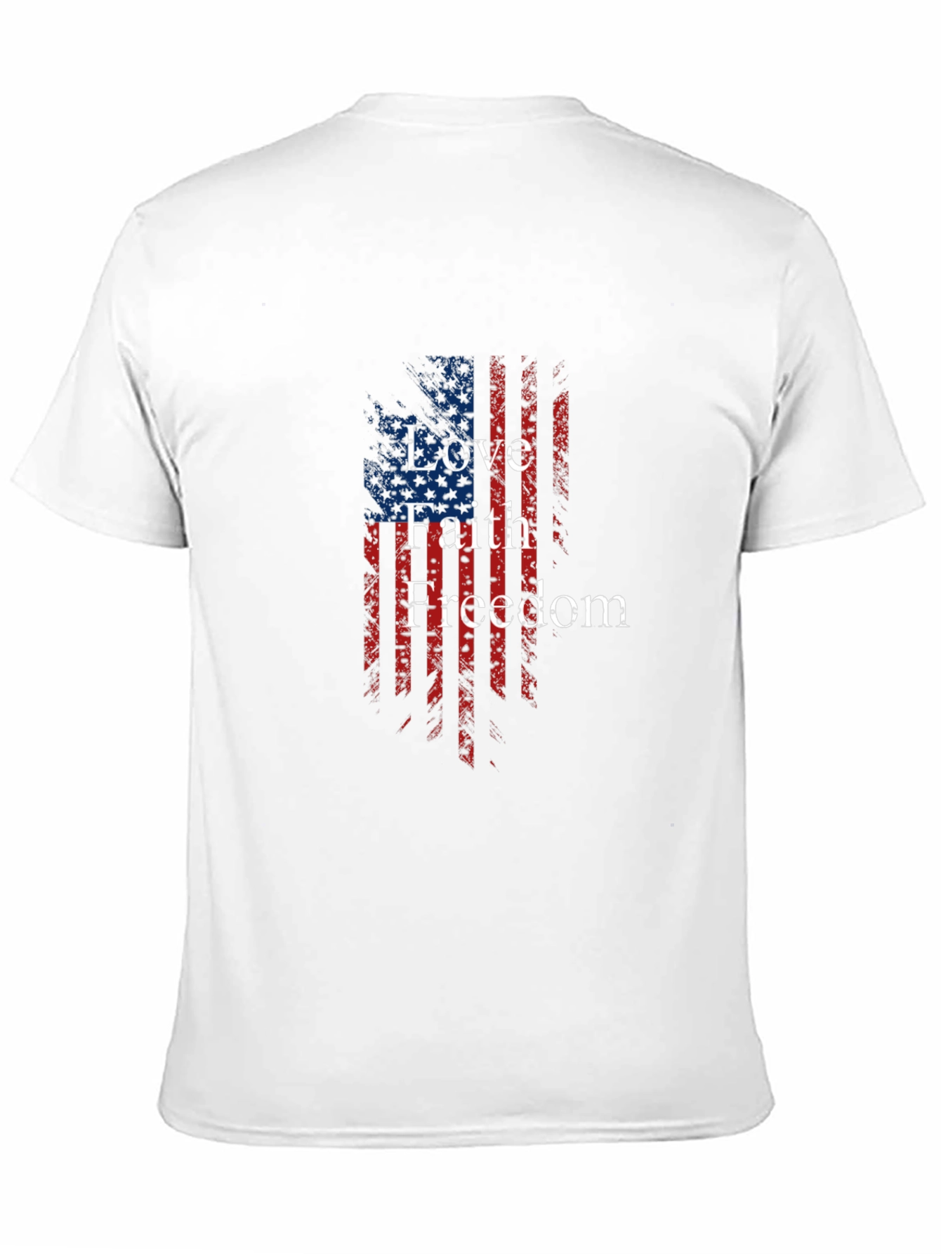 Patriotic Love Faith Freedom USA Flag Graphic T-Shirt