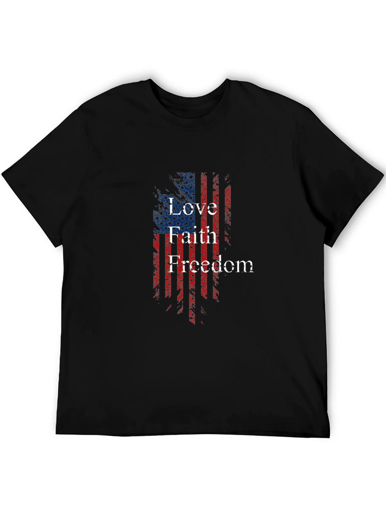 Patriotic Love Faith Freedom USA Flag Graphic T-Shirt