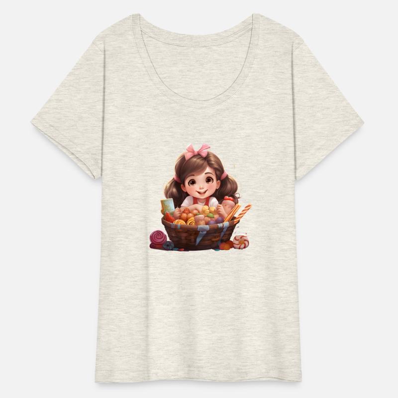 little girl in sweets basket
