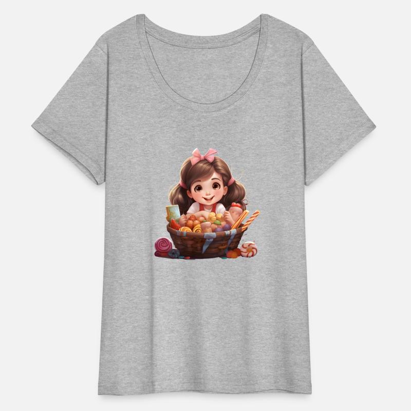little girl in sweets basket