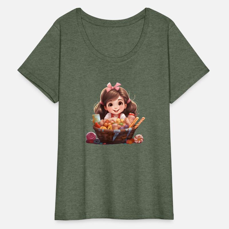 little girl in sweets basket