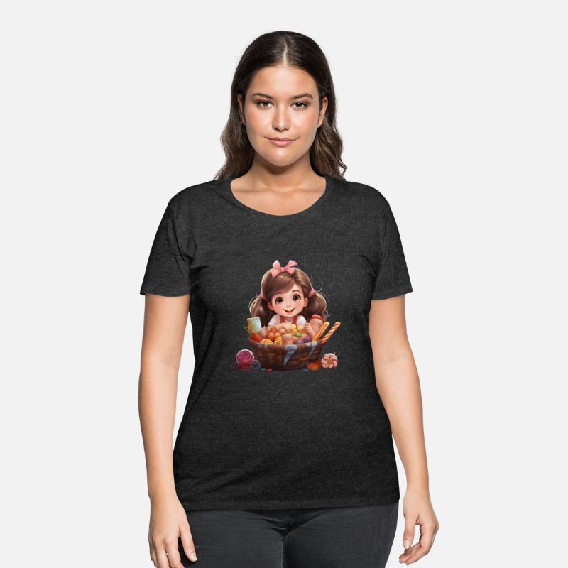 little girl in sweets basket