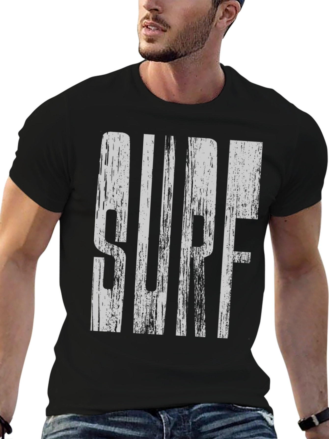 Surf Graphic Print Black T-Shirt