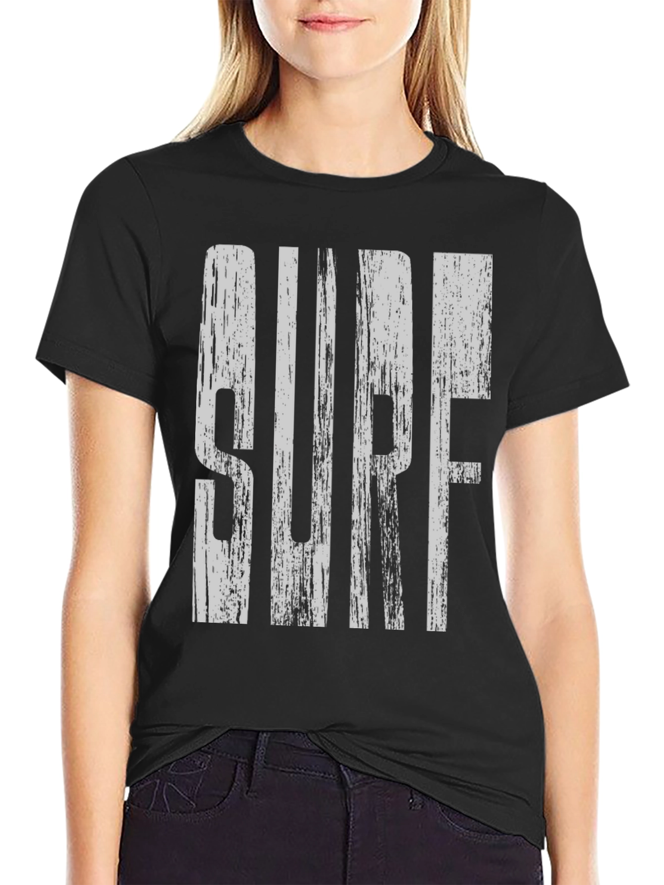 Surf Graphic Print Black T-Shirt