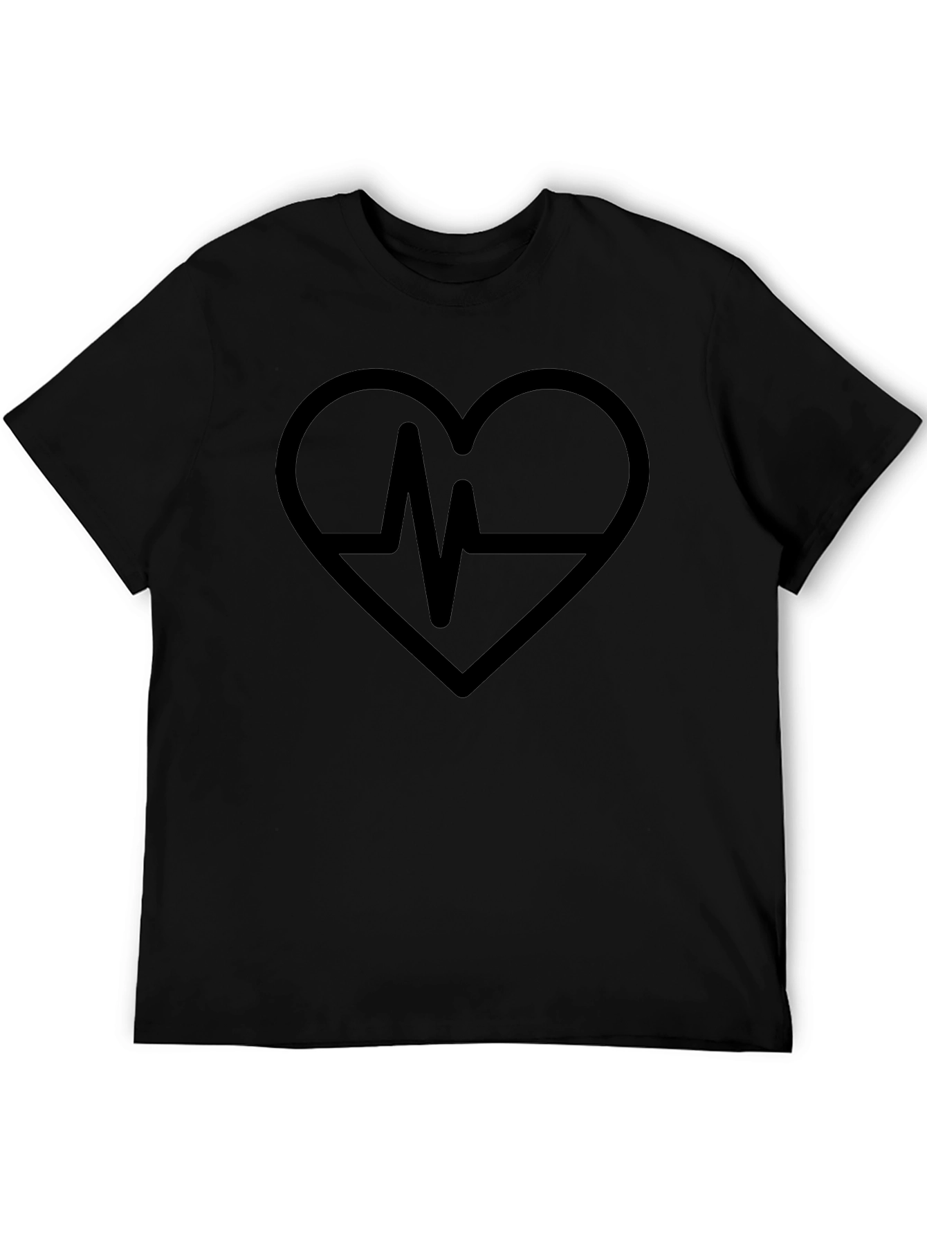 Heartbeat Graphic Tee - Stylish Mens Black T-Shirt