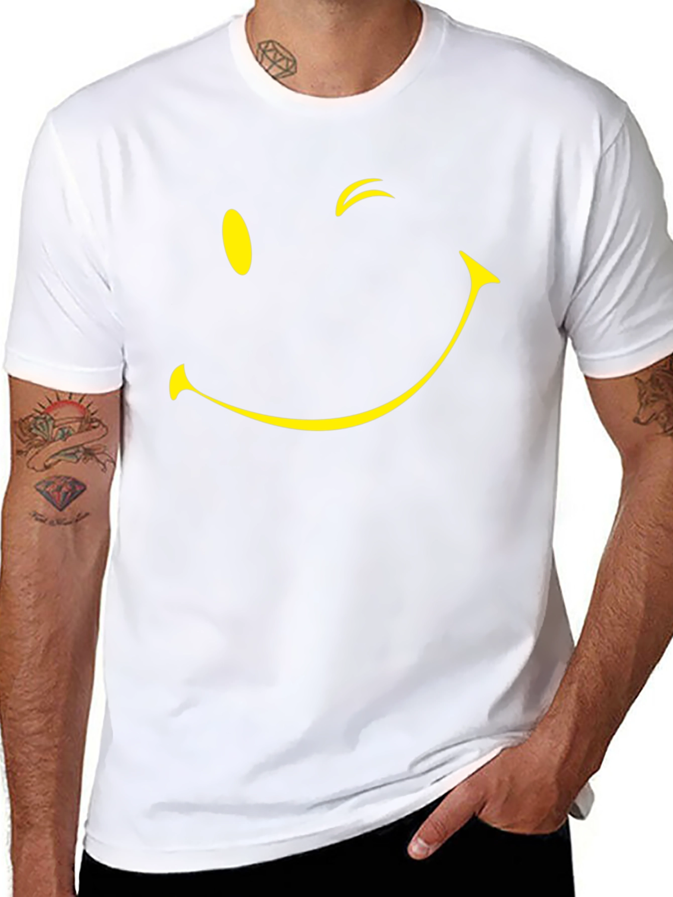 Winking Smiley Face Black T-Shirt