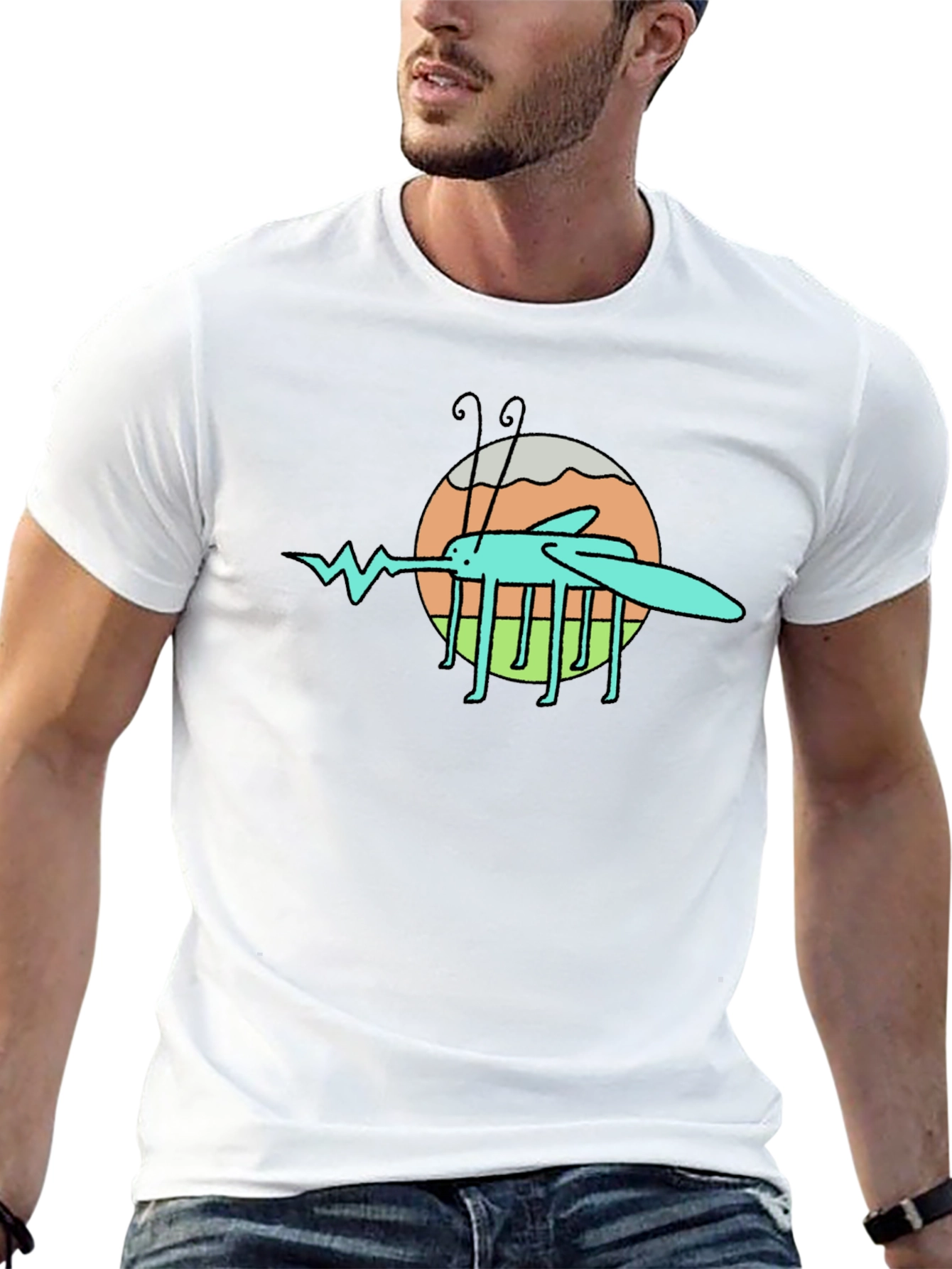 Cartoon Mosquito Graphic Black T-Shirt