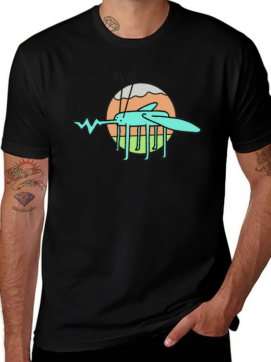 Cartoon Mosquito Graphic Black T-Shirt