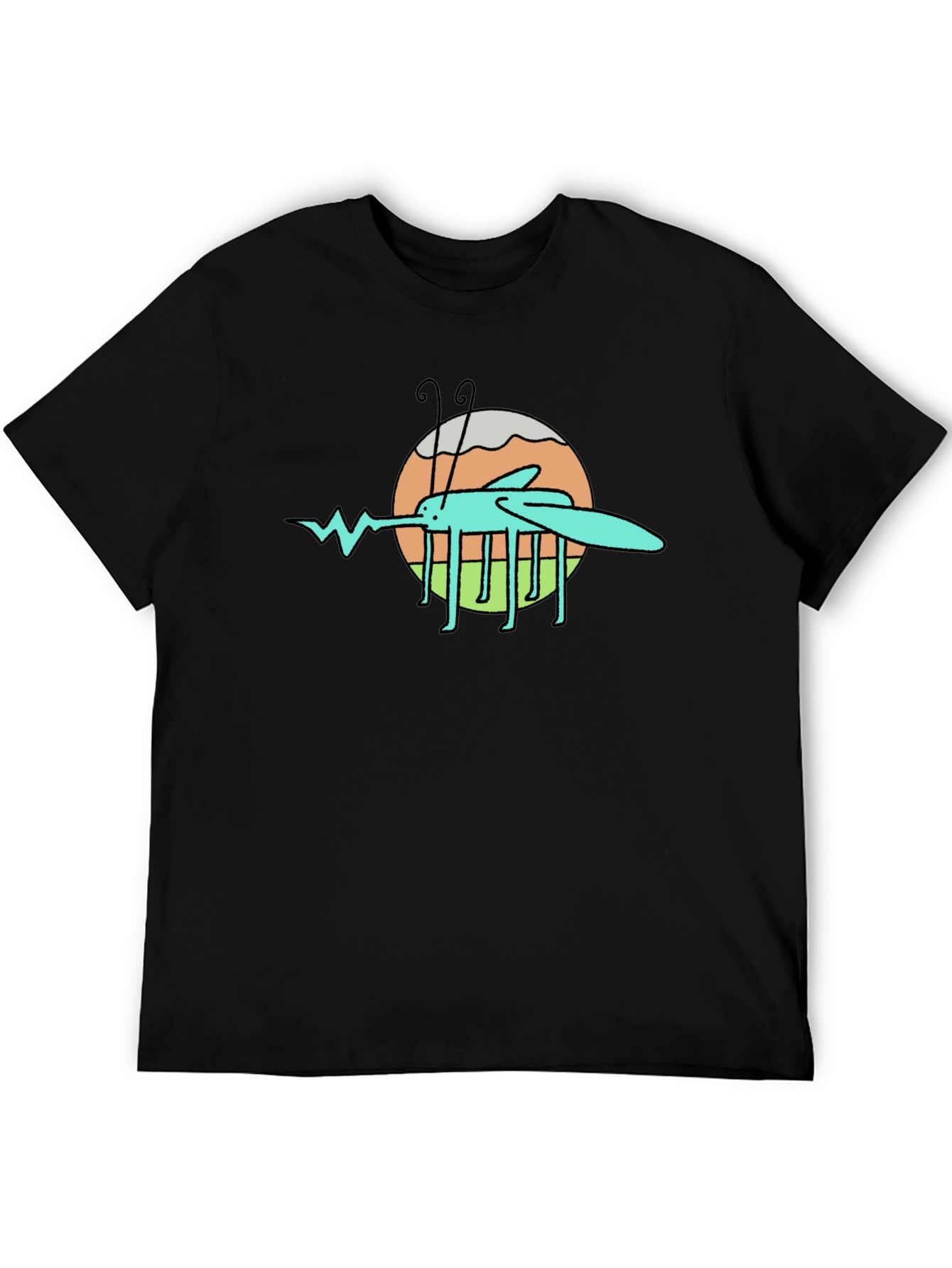 Cartoon Mosquito Graphic Black T-Shirt